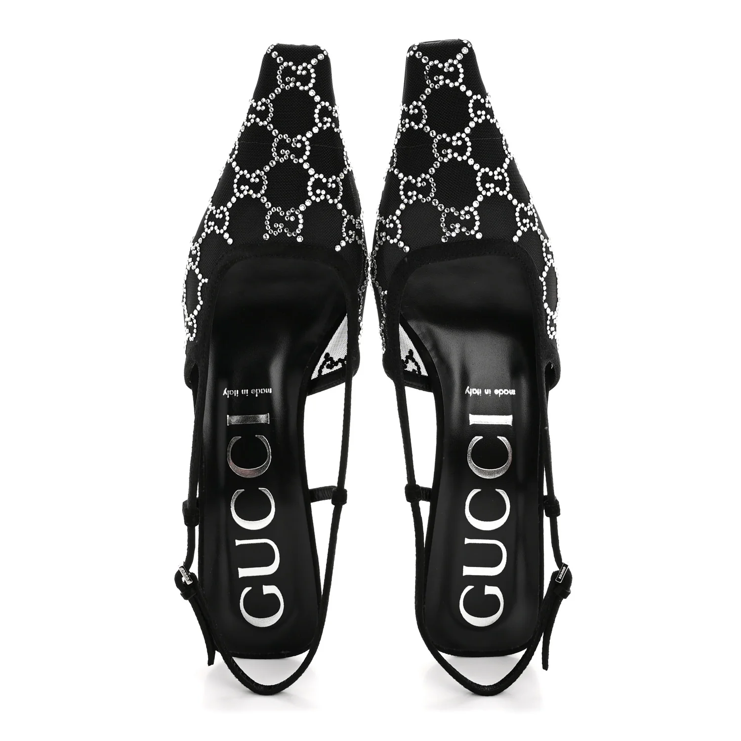 Tela Retino Kid Scamosciato Crystal GG Monogram Square G 35mm Slingback Pumps 40 Black - Image 2