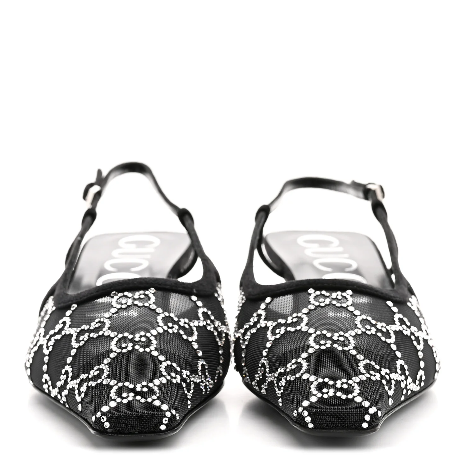 Tela Retino Kid Scamosciato Crystal GG Monogram Square G 35mm Slingback Pumps 40 Black - Image 3