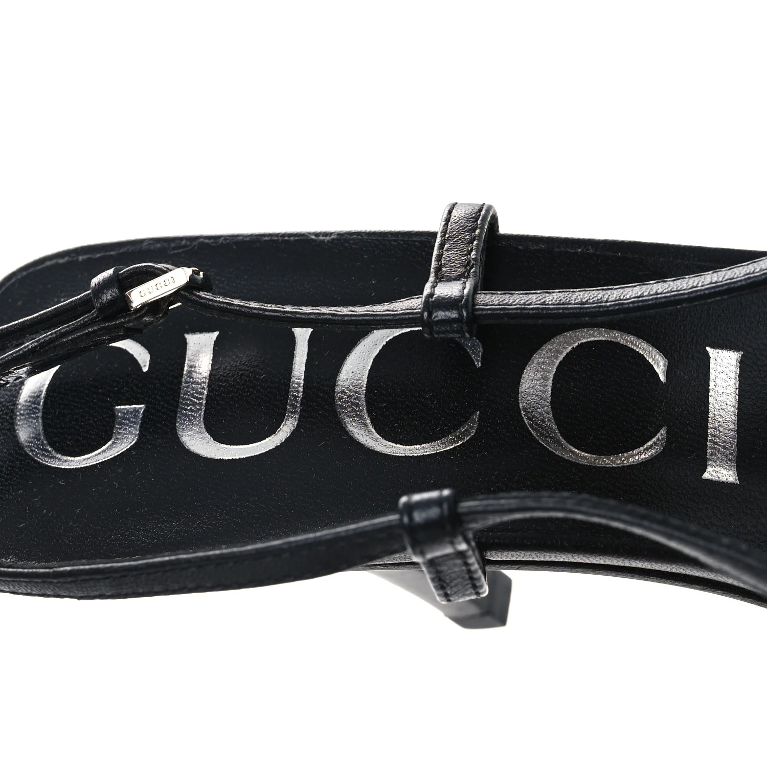 Tela Retino Nappa Charlotte Crystal GG Monogram Square G 75mm Slingback Pumps 37 Black - Image 9