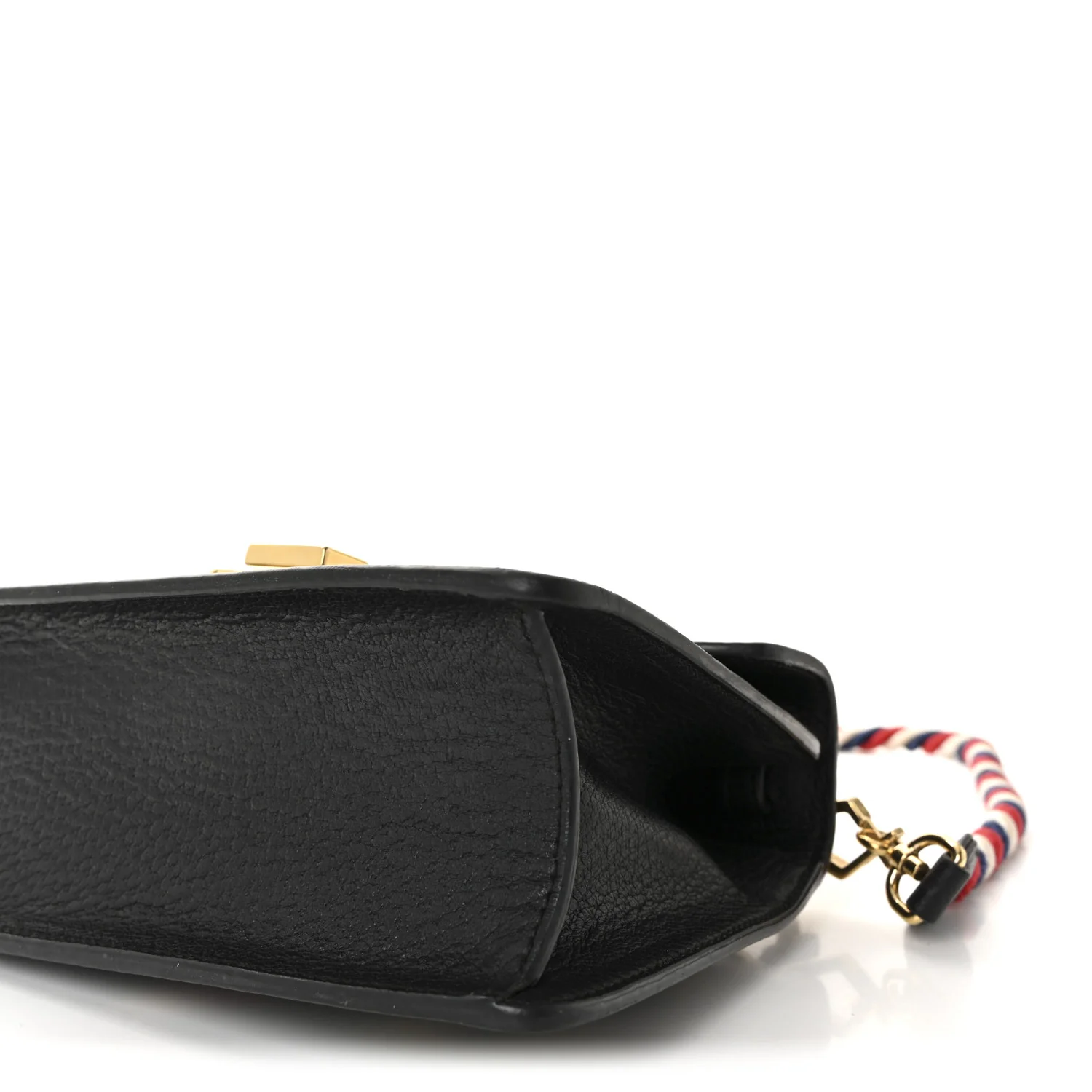 Textured Calfskin Bee Star Print Mini Sylvie Top Handle Bag Black - Image 10