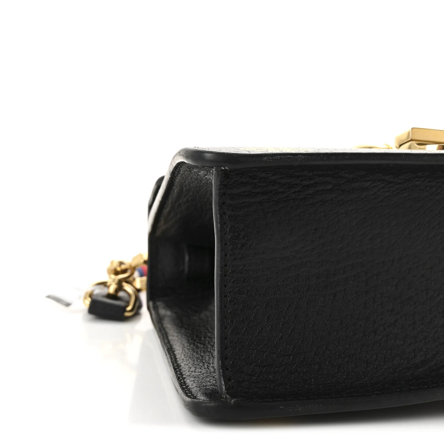 Textured Calfskin Bee Star Print Mini Sylvie Top Handle Bag Black - Image 9