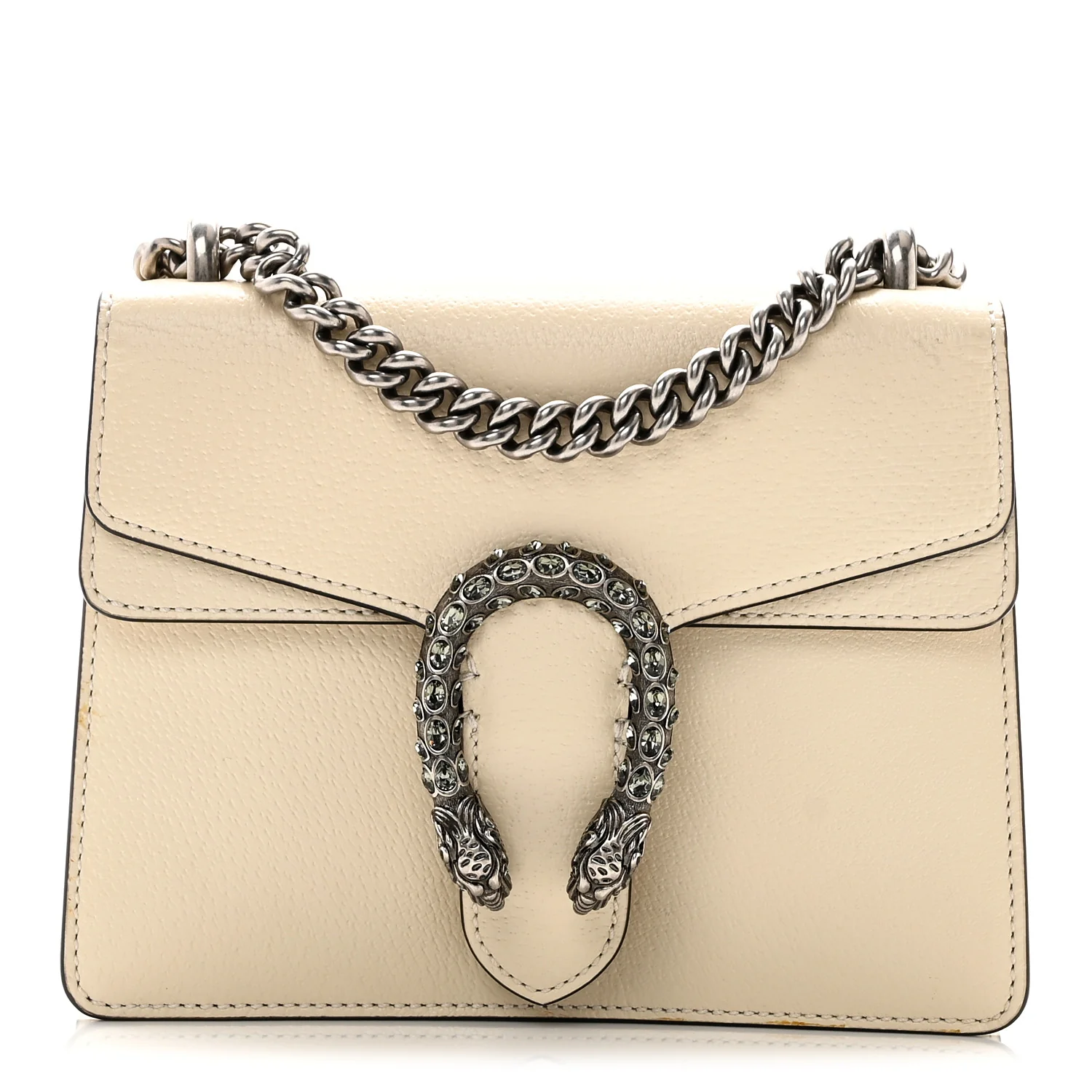 Textured Calfskin Crystal Mini Dionysus Shoulder Bag Mystic White