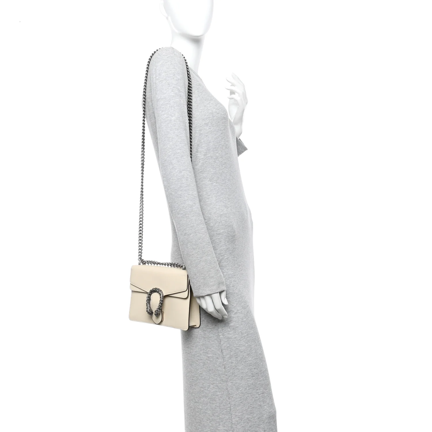 Textured Calfskin Crystal Mini Dionysus Shoulder Bag Mystic White - Image 2
