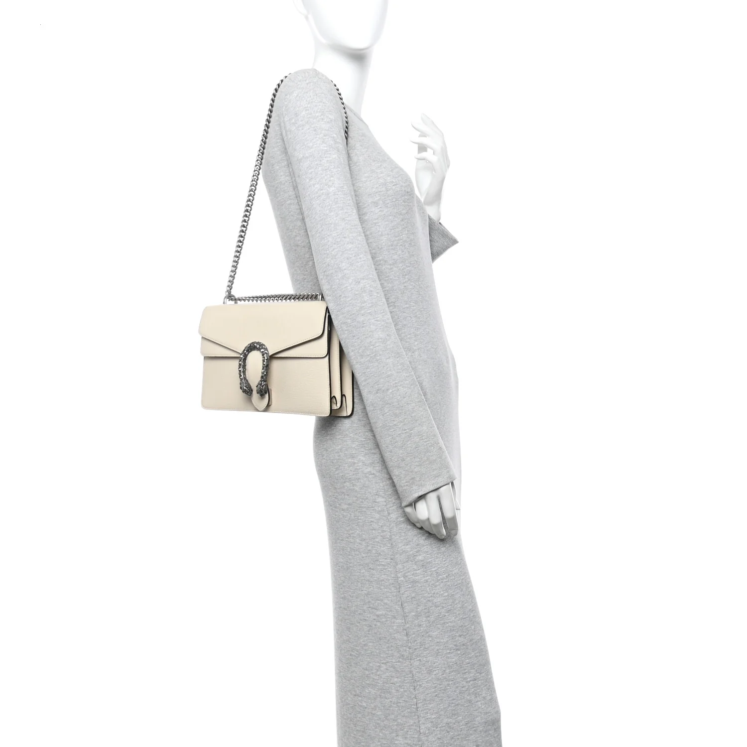 Textured Calfskin Crystal Small Dionysus Shoulder Bag Mystic White - Image 2