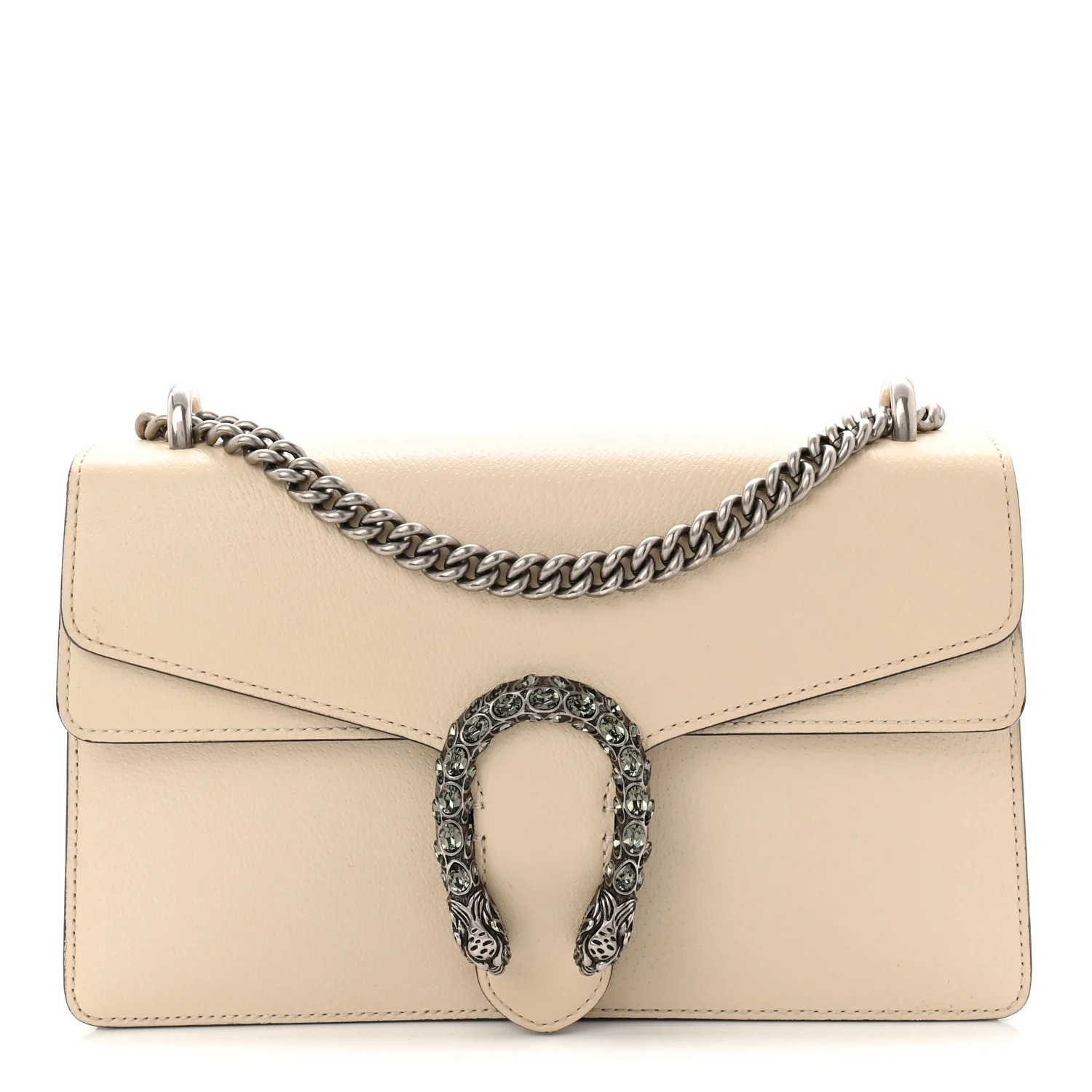 Textured Calfskin Crystal Small Dionysus Shoulder Bag Mystic White
