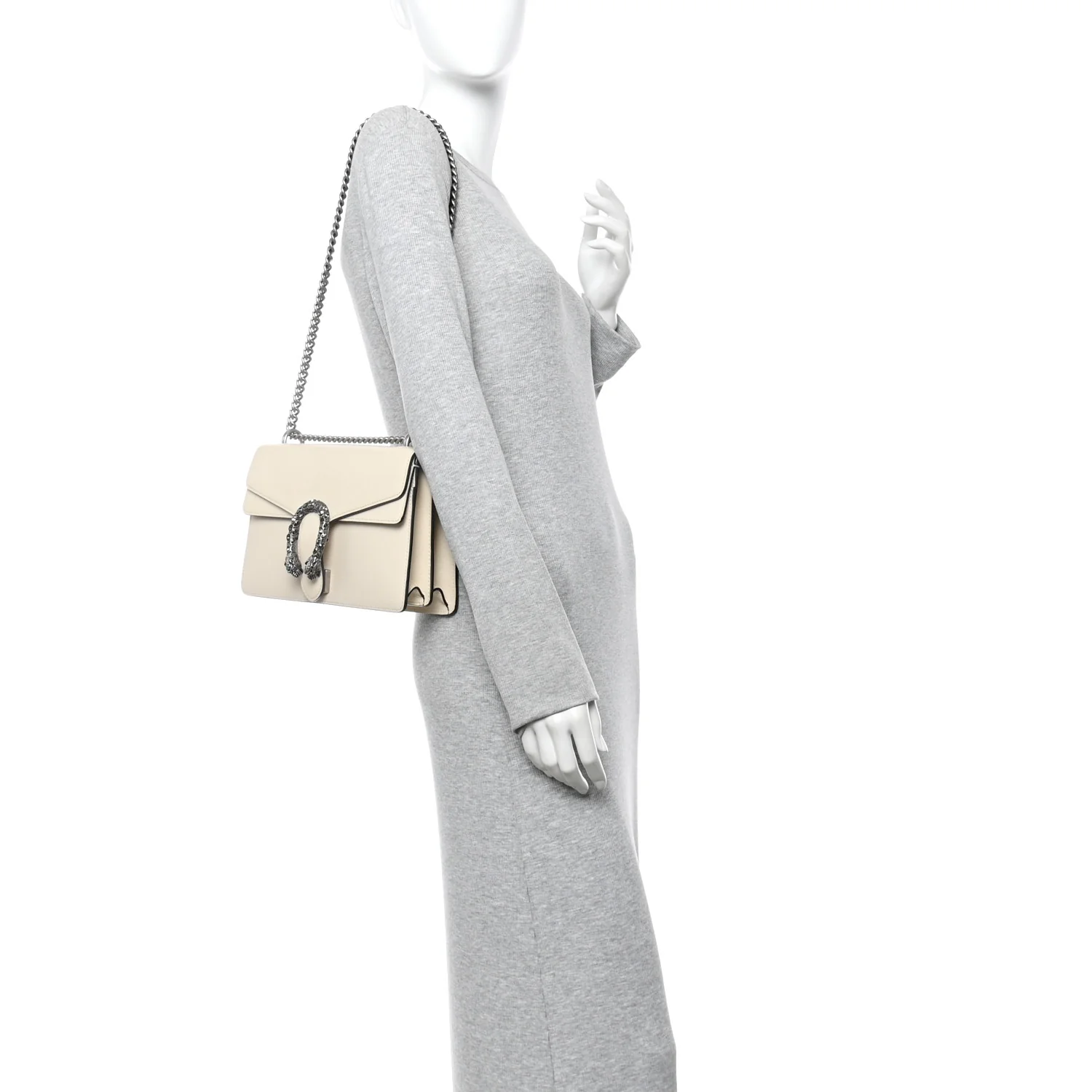 Textured Calfskin Crystal Small Dionysus Shoulder Bag Mystic White - Image 2