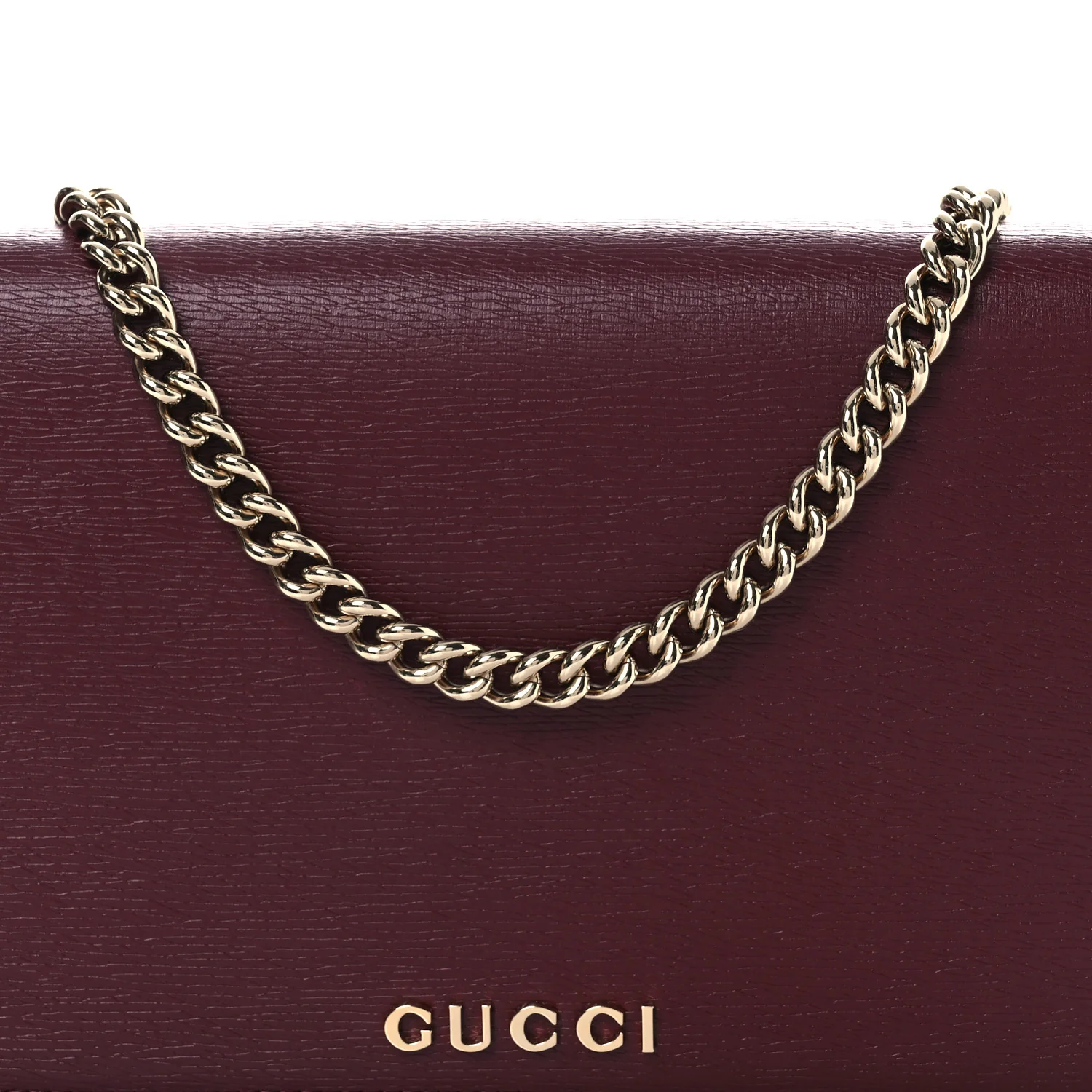Textured Calfskin Script Logo Wallet On Chain Rosso Ancora - Image 7