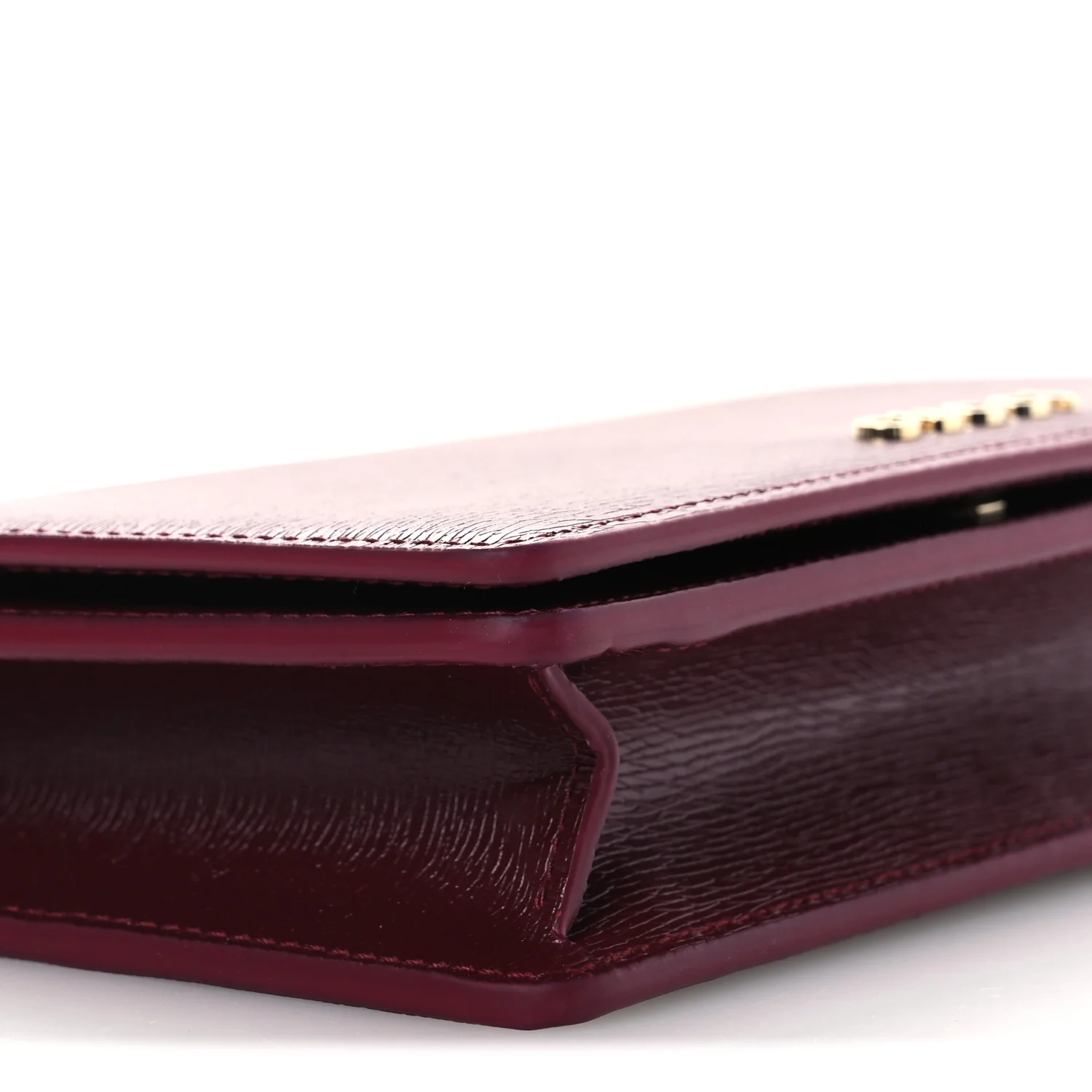 Textured Calfskin Script Logo Wallet On Chain Rosso Ancora - Image 8