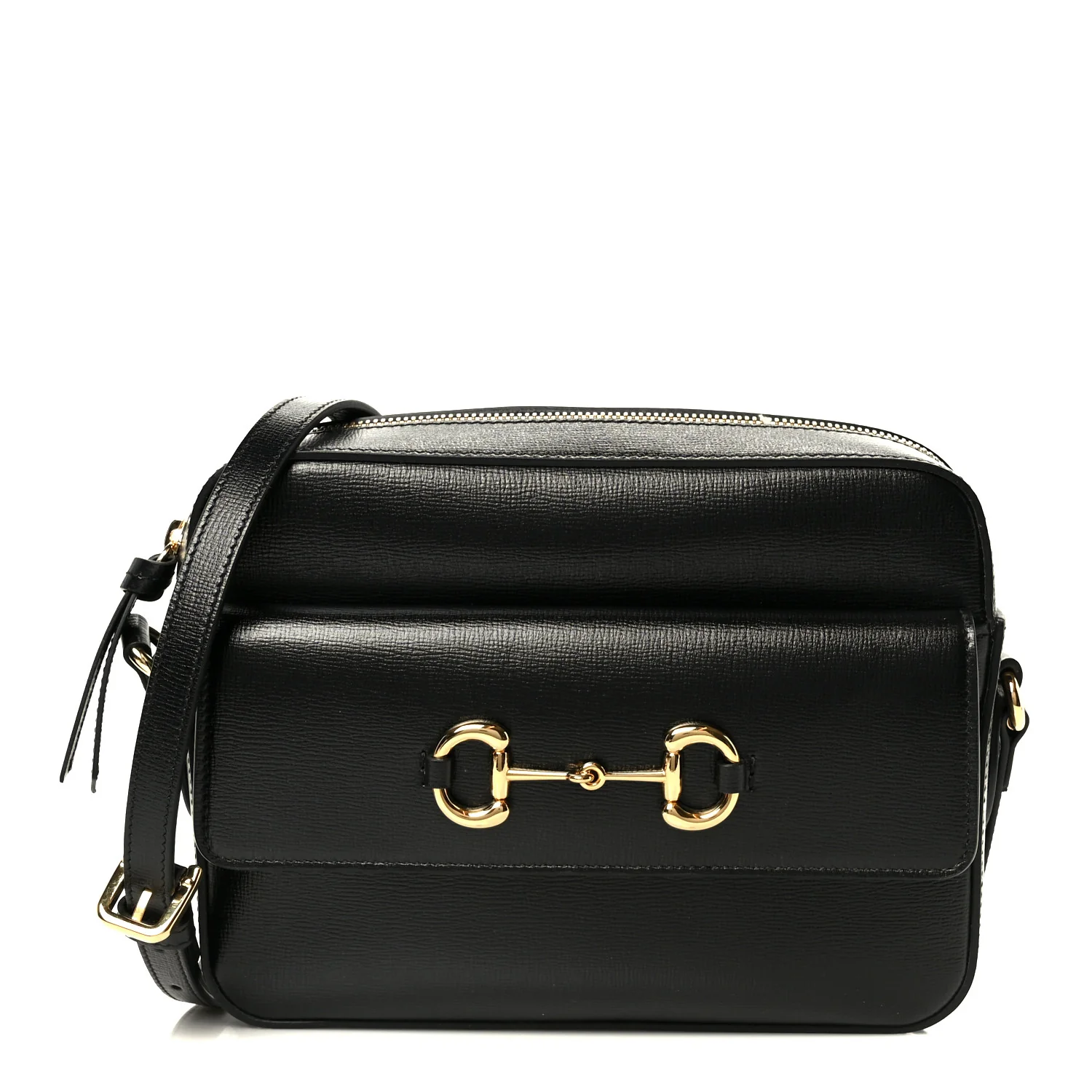 Textured Calfskin Small Horsebit 1955 Shoulder Bag Black