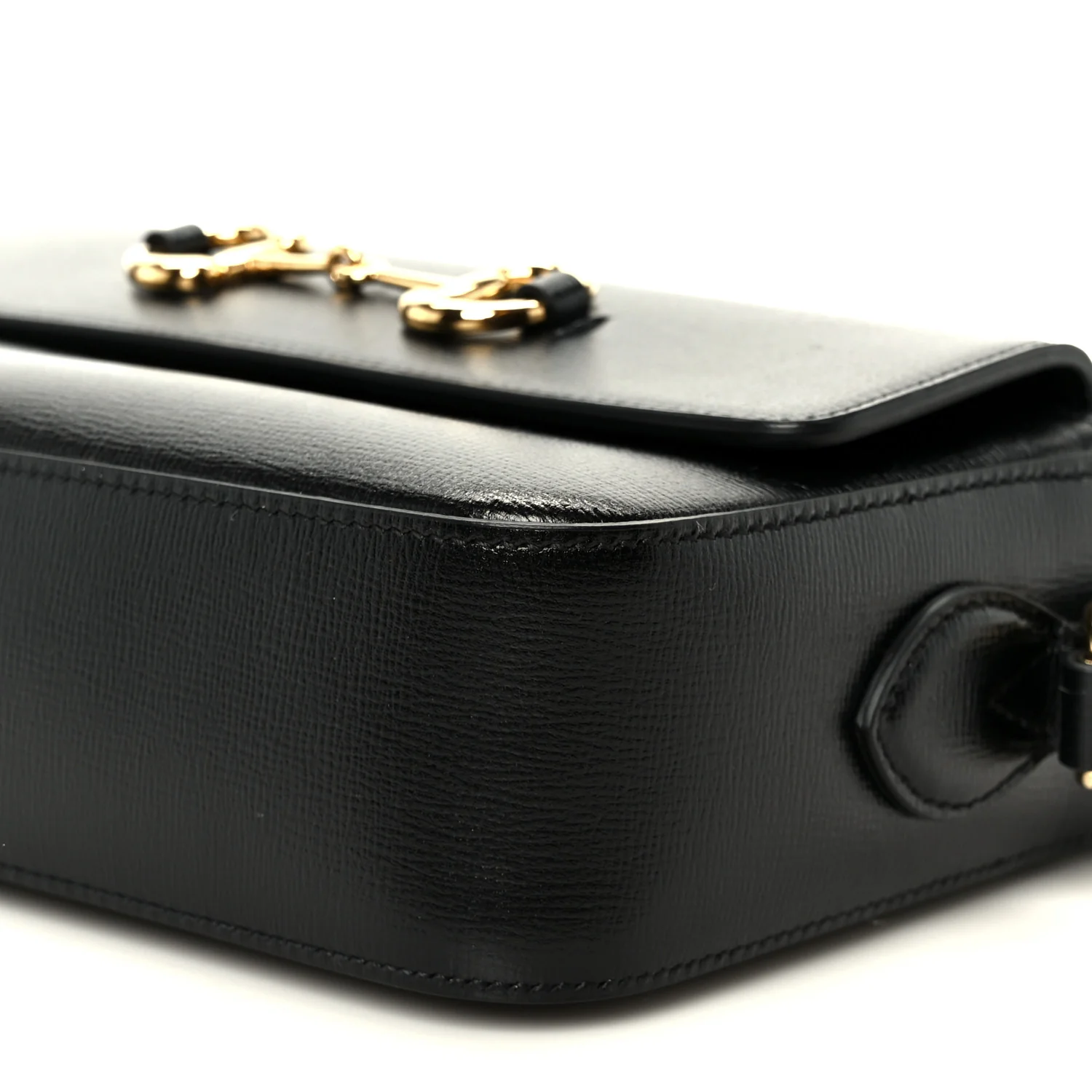 Textured Calfskin Small Horsebit 1955 Shoulder Bag Black - Image 11