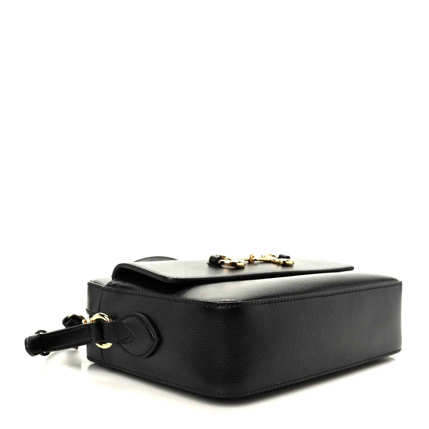 Textured Calfskin Small Horsebit 1955 Shoulder Bag Black - Image 4