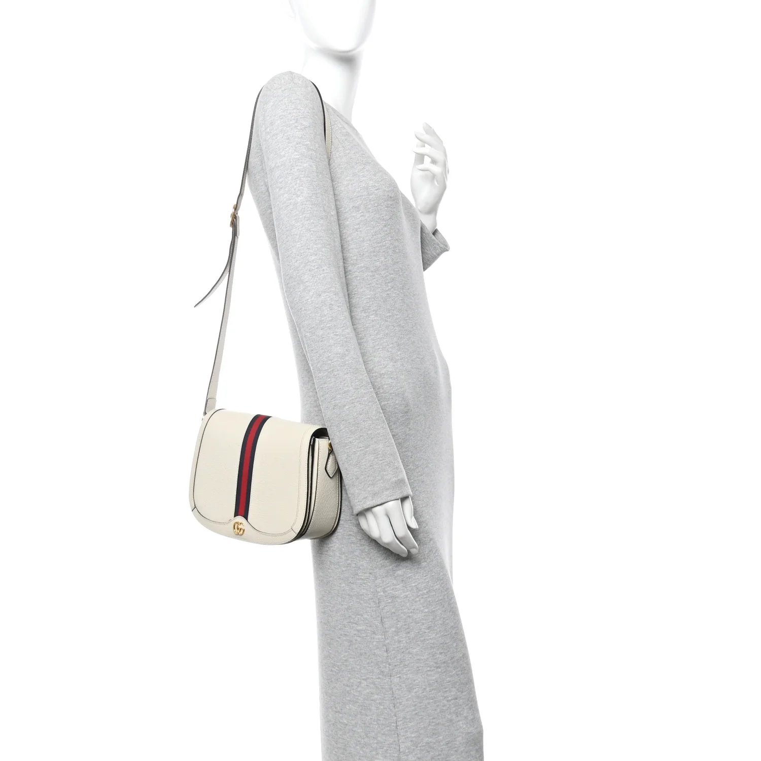 Textured Calfskin Small Ophidia Flap Messenger Bag Mystic White - Image 2