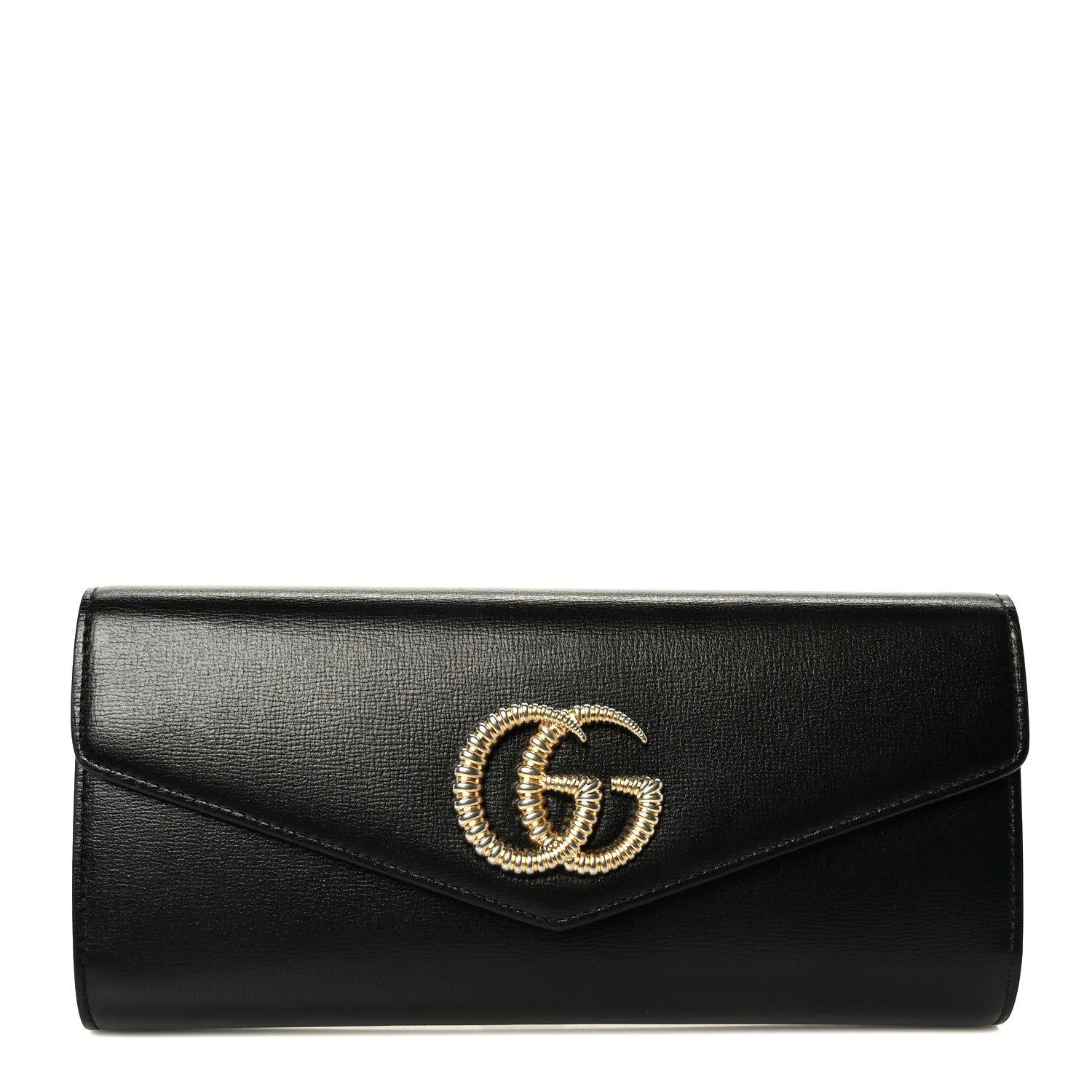 Textured Calfskin Torchon GG Broadway Envelope Clutch Black