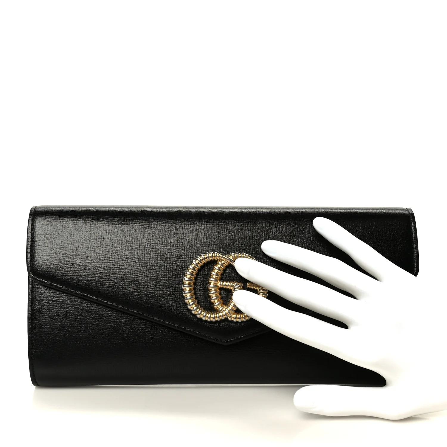 Textured Calfskin Torchon GG Broadway Envelope Clutch Black - Image 2