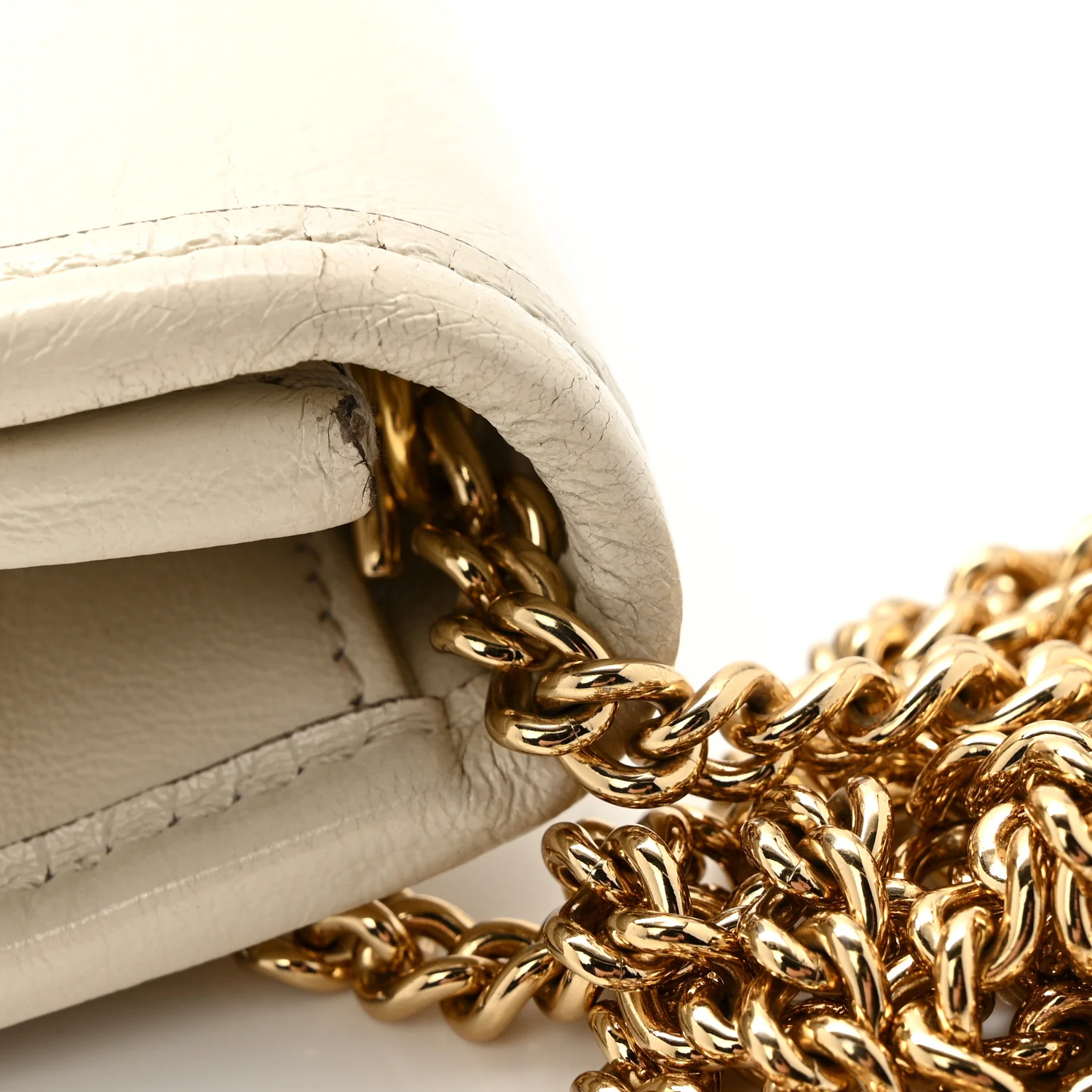 Textured Calfskin Web Mini Rajah Slim Flap Shoulder Bag Mystic White - Image 12