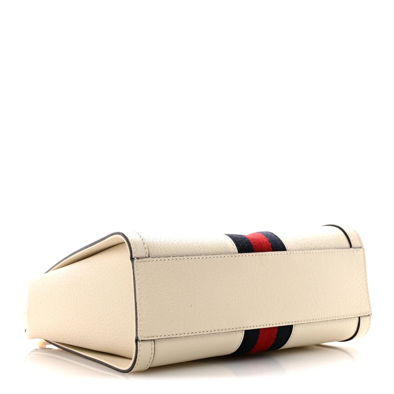 Textured Calfskin Web Small Ophidia Tote Bag Mystic White - Image 4