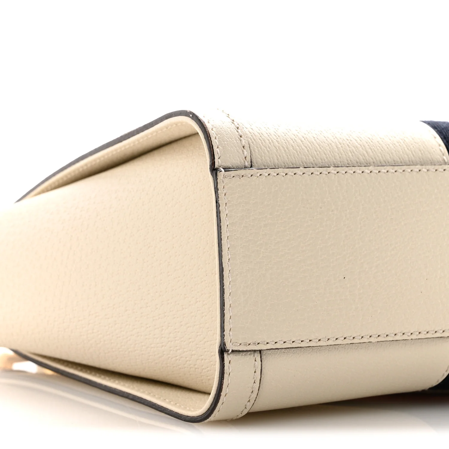 Textured Calfskin Web Small Ophidia Tote Bag Mystic White - Image 9