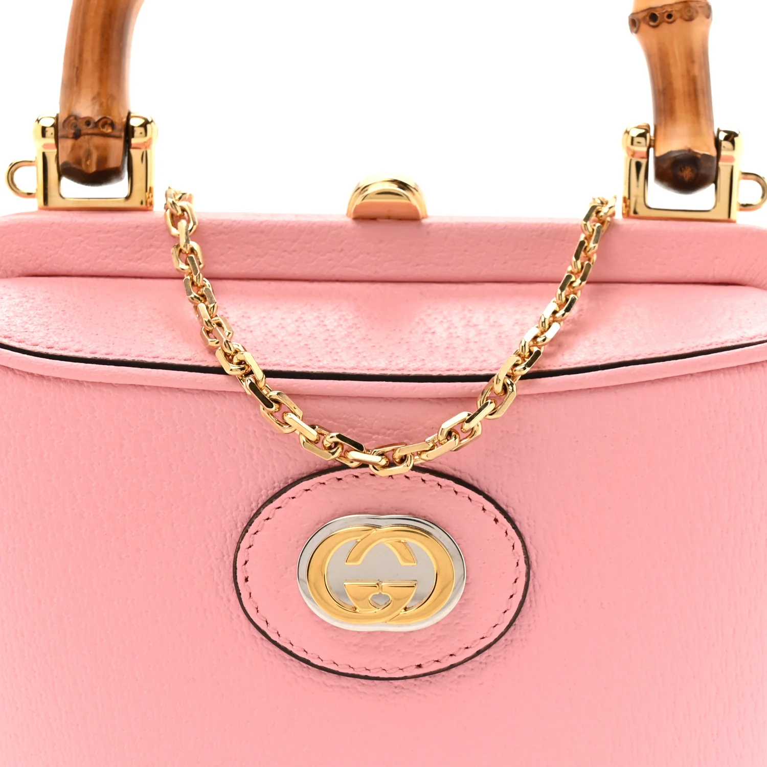 Textured Dollar Calfskin Bamboo Mini Marina Bucket Bag Wild Rose - Image 8