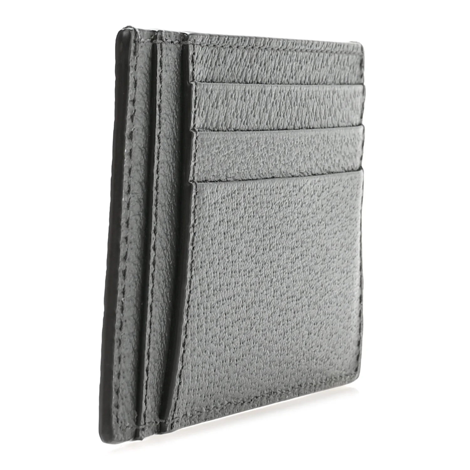 Textured Dollar Calfskin Resin Monochrome GG Marmont Card Holder Grey - Image 3