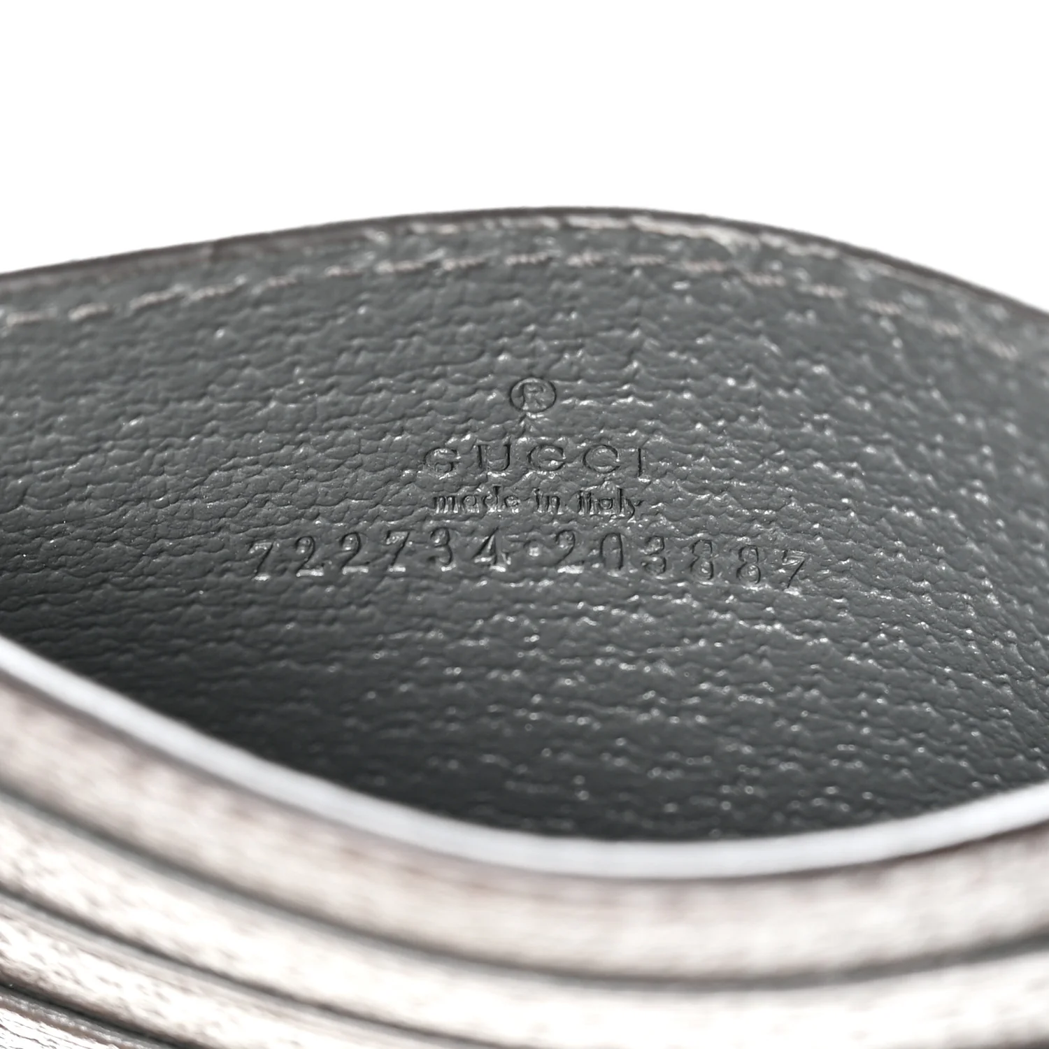 Textured Dollar Calfskin Resin Monochrome GG Marmont Card Holder Grey - Image 6