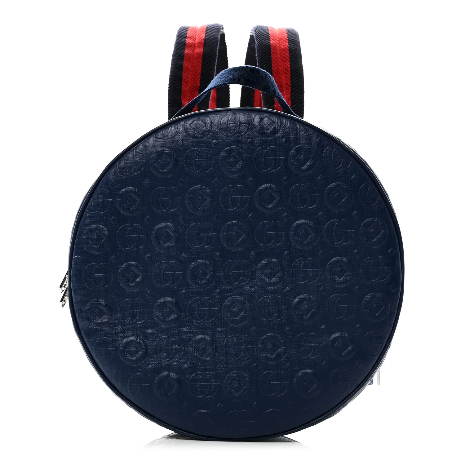 Textured Dollar Calfskin Web Debossed GG Kids Backpack Blue Agata