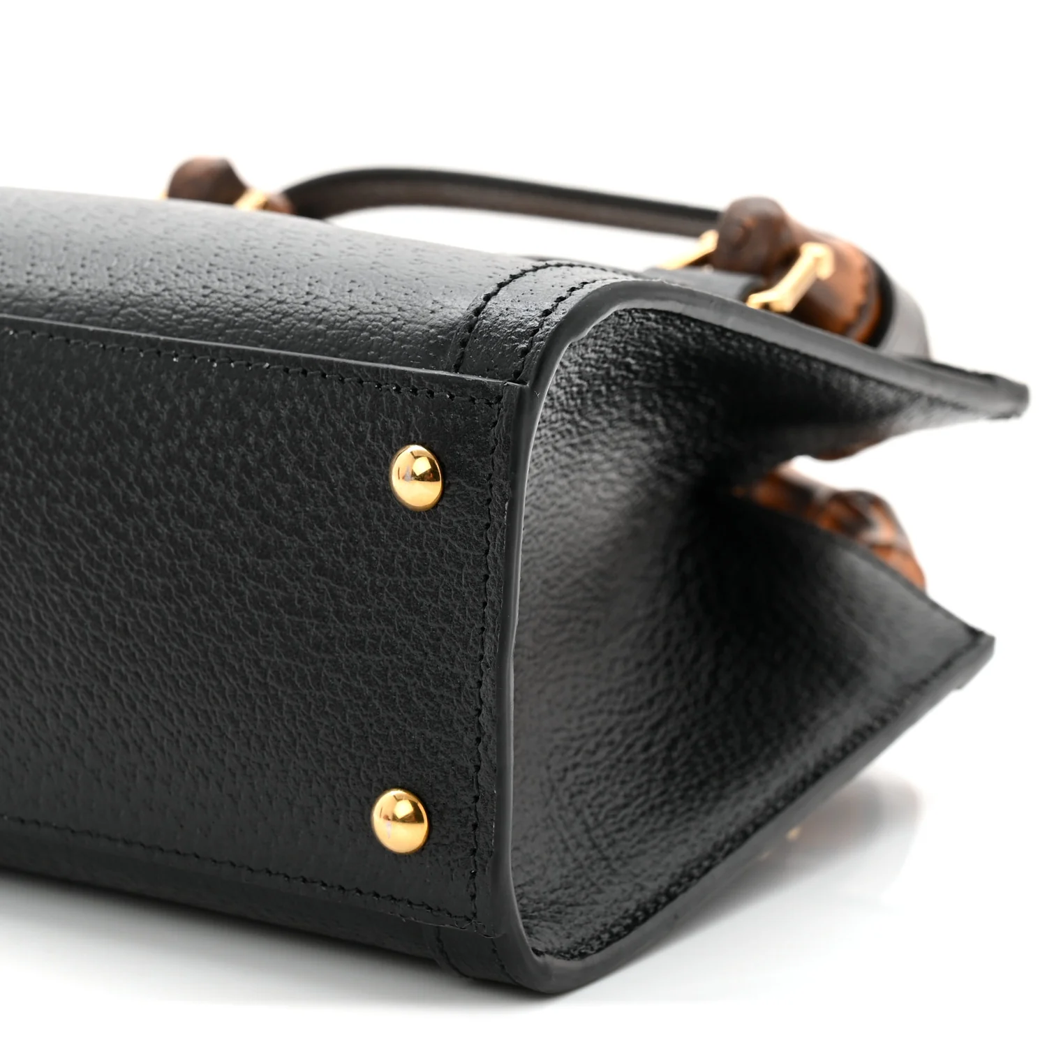 Textured Dollar Calfskin Web Mini Diana Tote Bag Black - Image 10