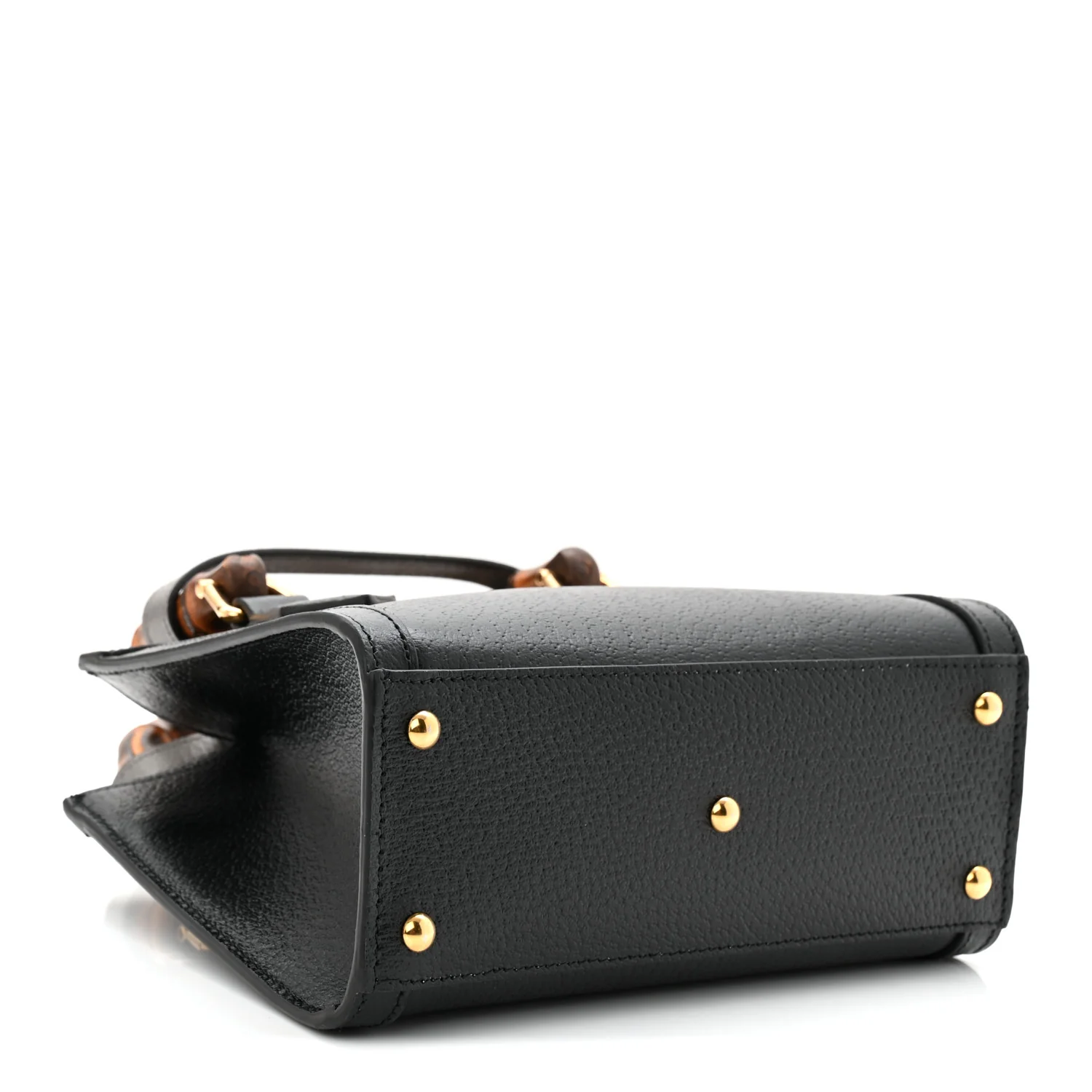 Textured Dollar Calfskin Web Mini Diana Tote Bag Black - Image 4