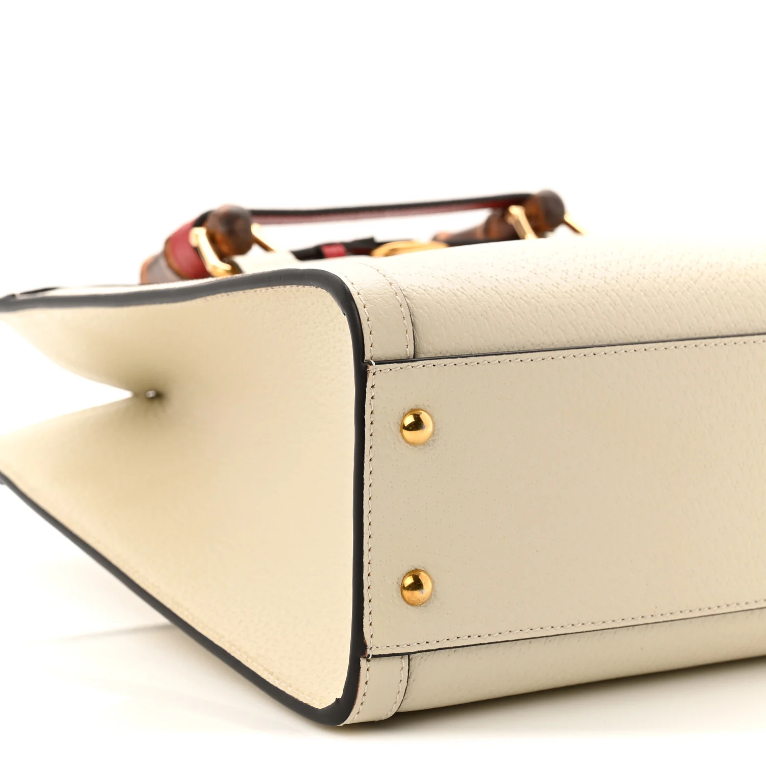 Textured Dollar Calfskin Web Small Diana Tote Bag Mystic White - Image 9