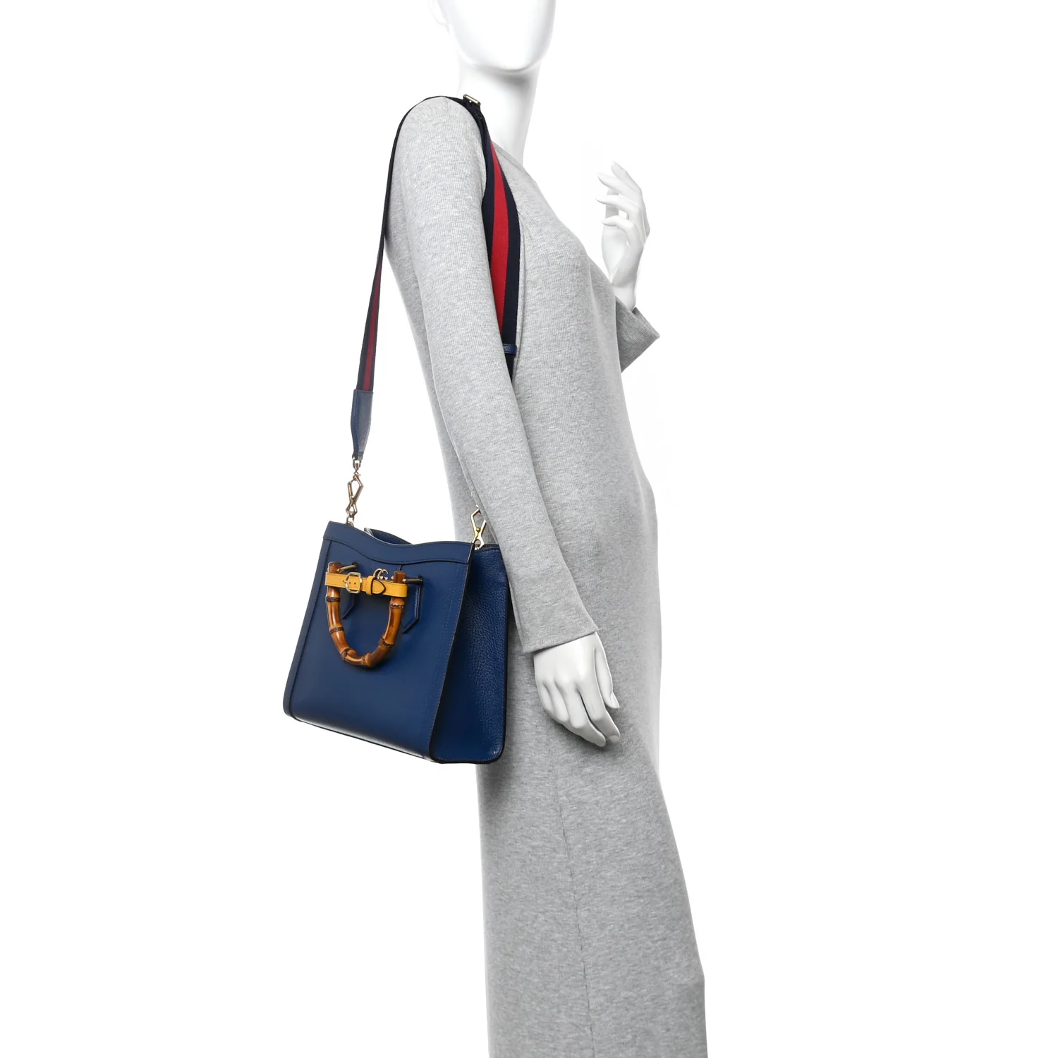Textured Dollar Calfskin Web Small Diana Tote Bag Royal Crop - Image 2