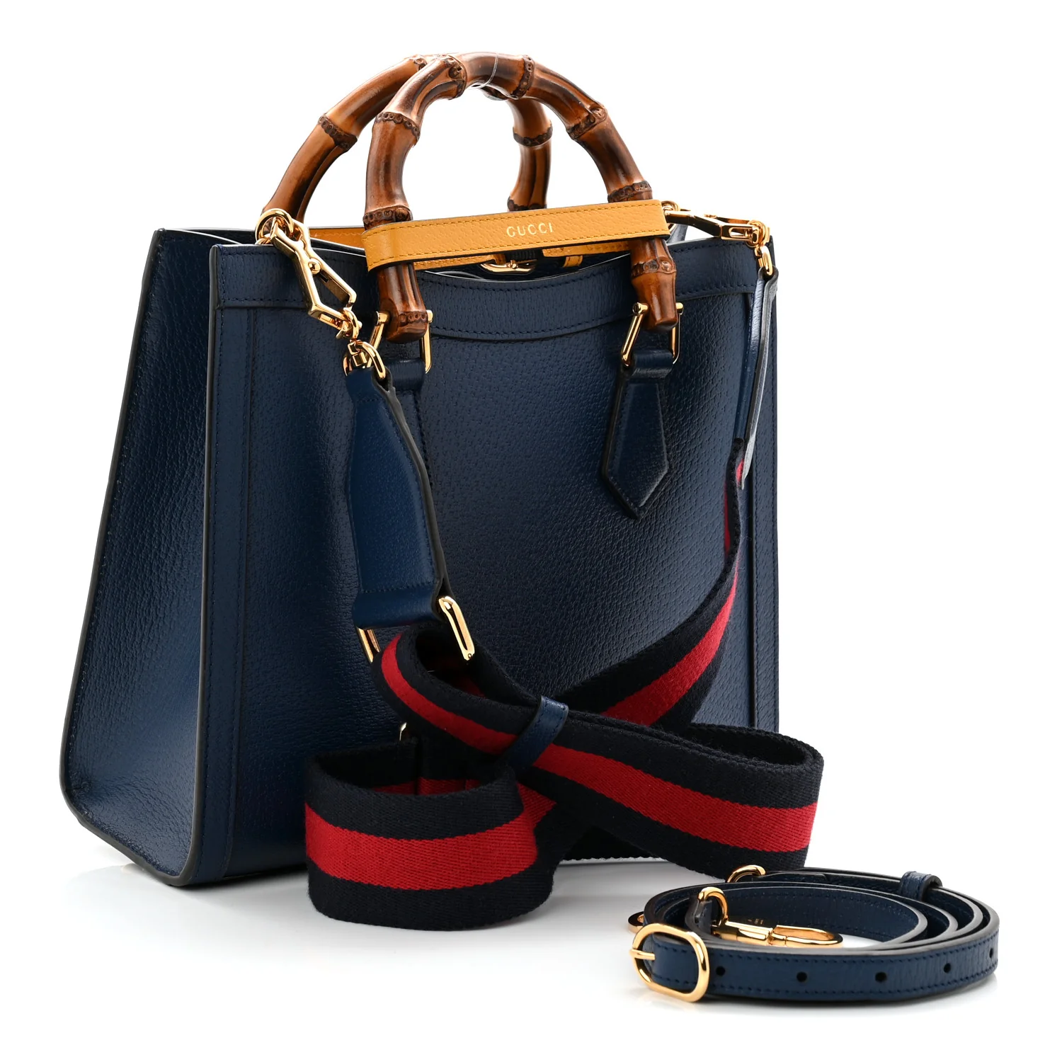 Textured Dollar Calfskin Web Small Diana Tote Bag Royal Crop - Image 3