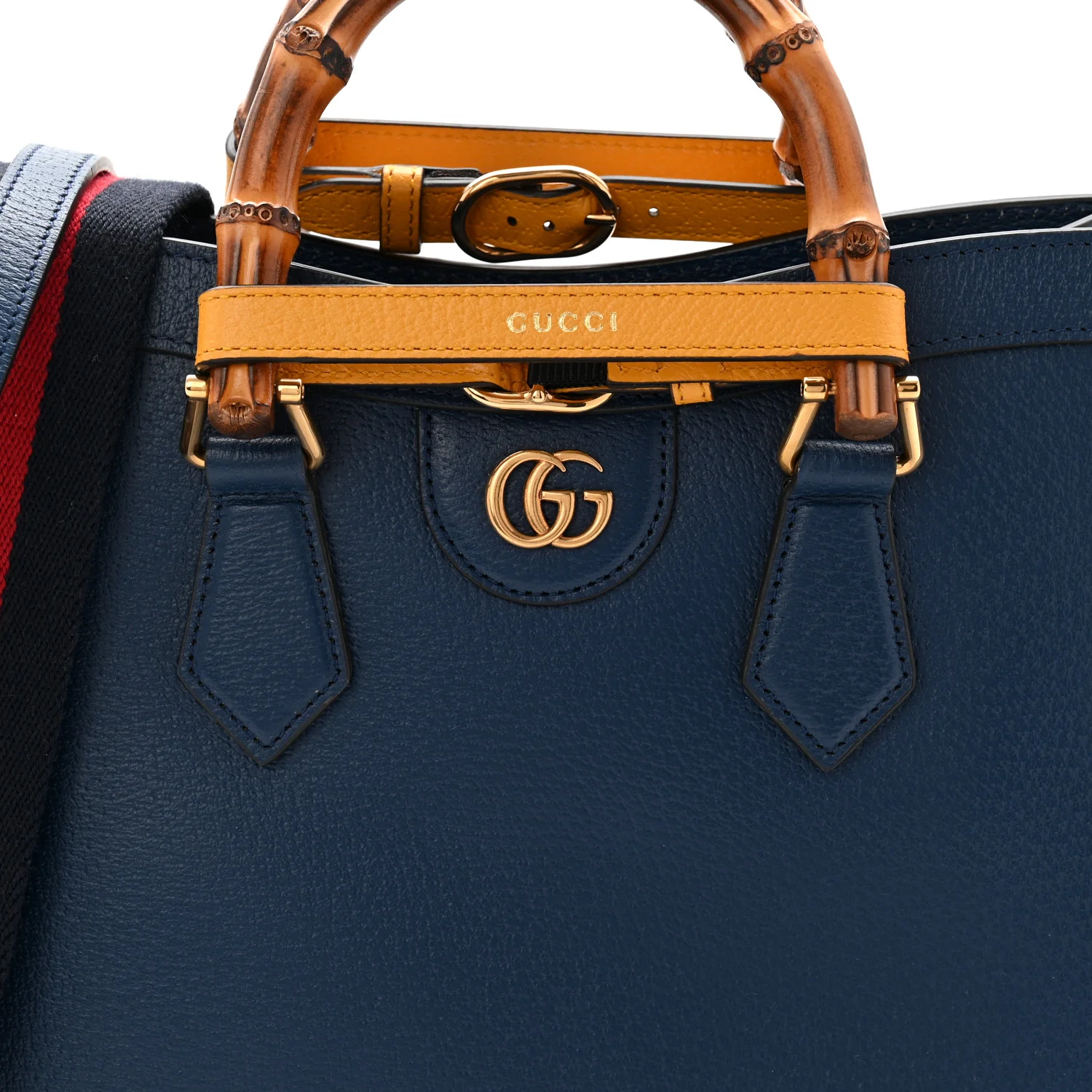 Textured Dollar Calfskin Web Small Diana Tote Bag Royal Crop - Image 8