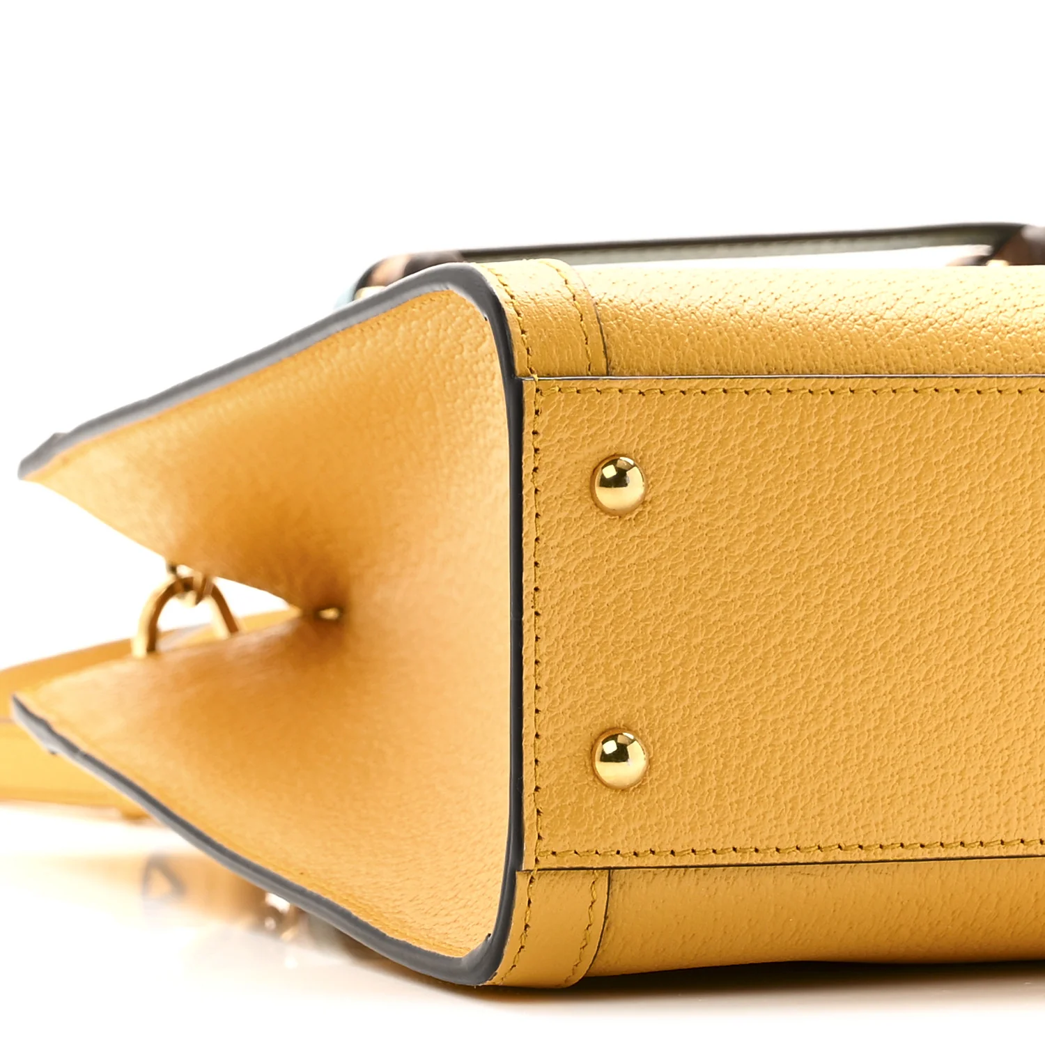 Textured Dollar Calfskin Web Small Diana Tote Bag Yellow Dusty Azure - Image 9
