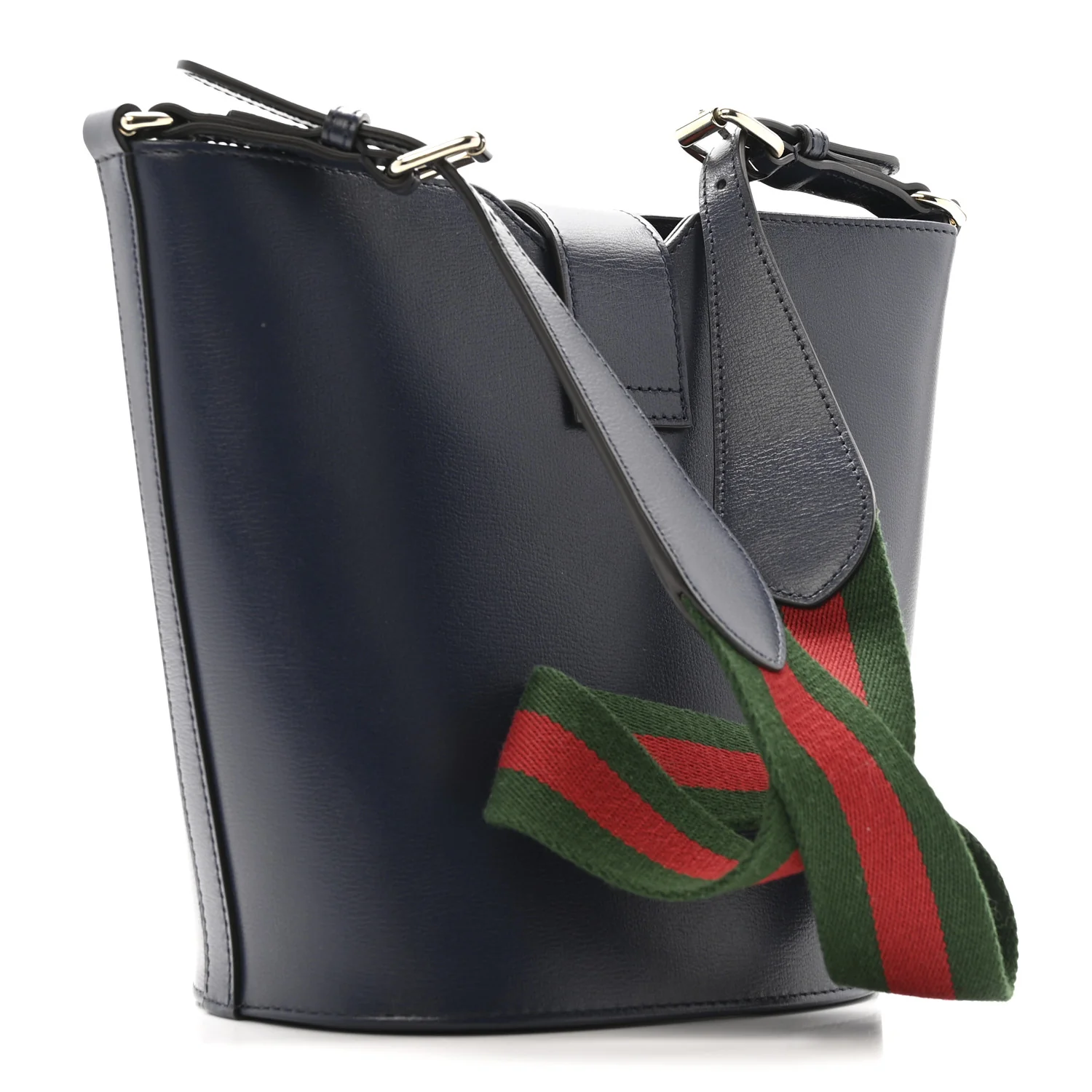 Tritone Calfskin Web Mini Ophidia Bucket Bag Blue - Image 3