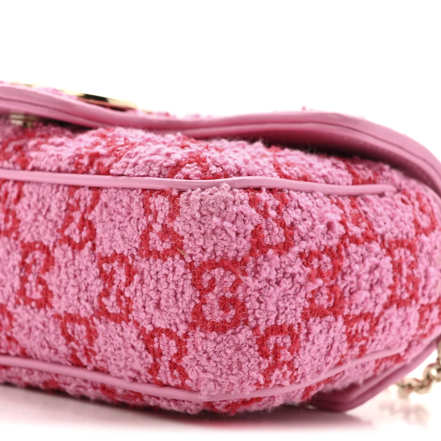Tweed GG Monogram Mini GG Marmont Shoulder Bag Pink Red - Image 10