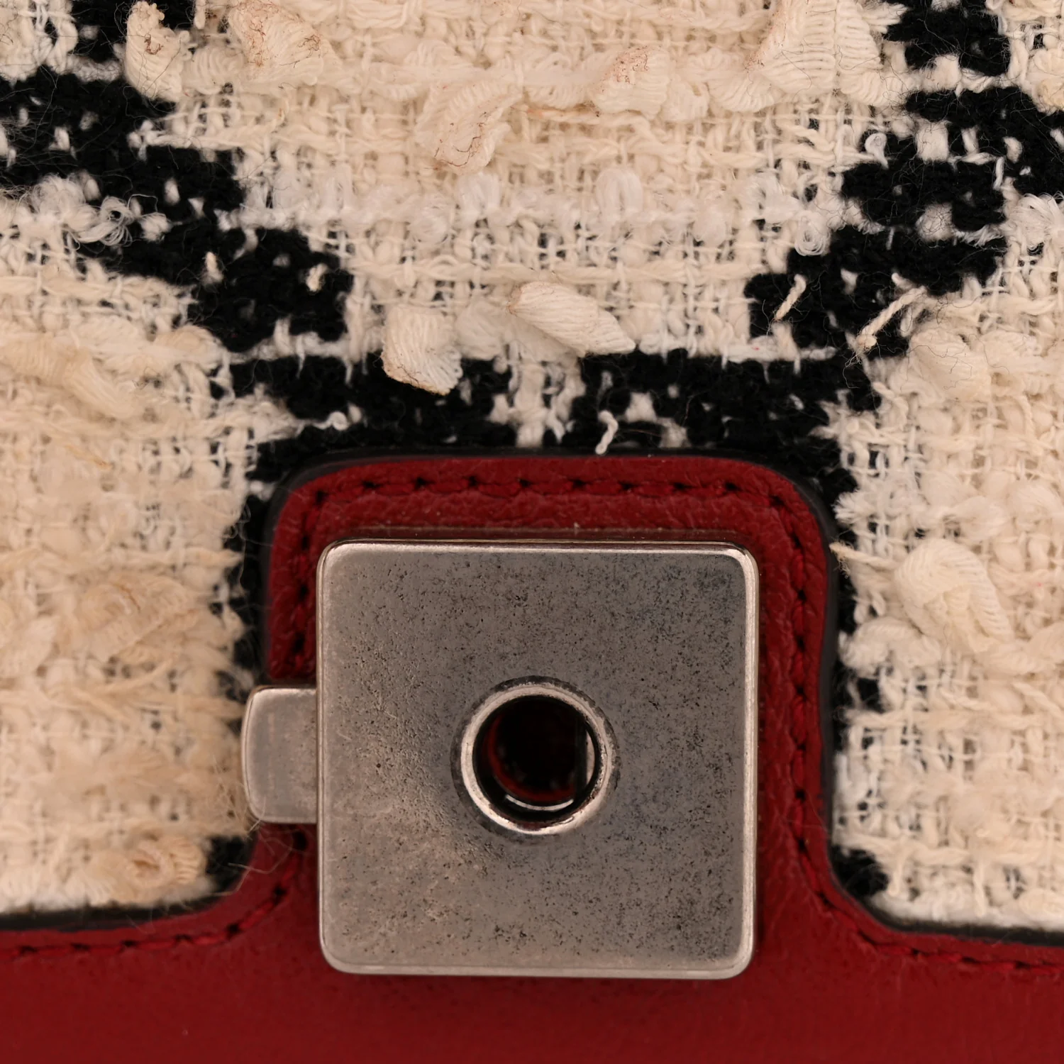 Tweed GG Monogram Small Dionysus Shoulder Bag White Black Romantic Cherry - Image 11