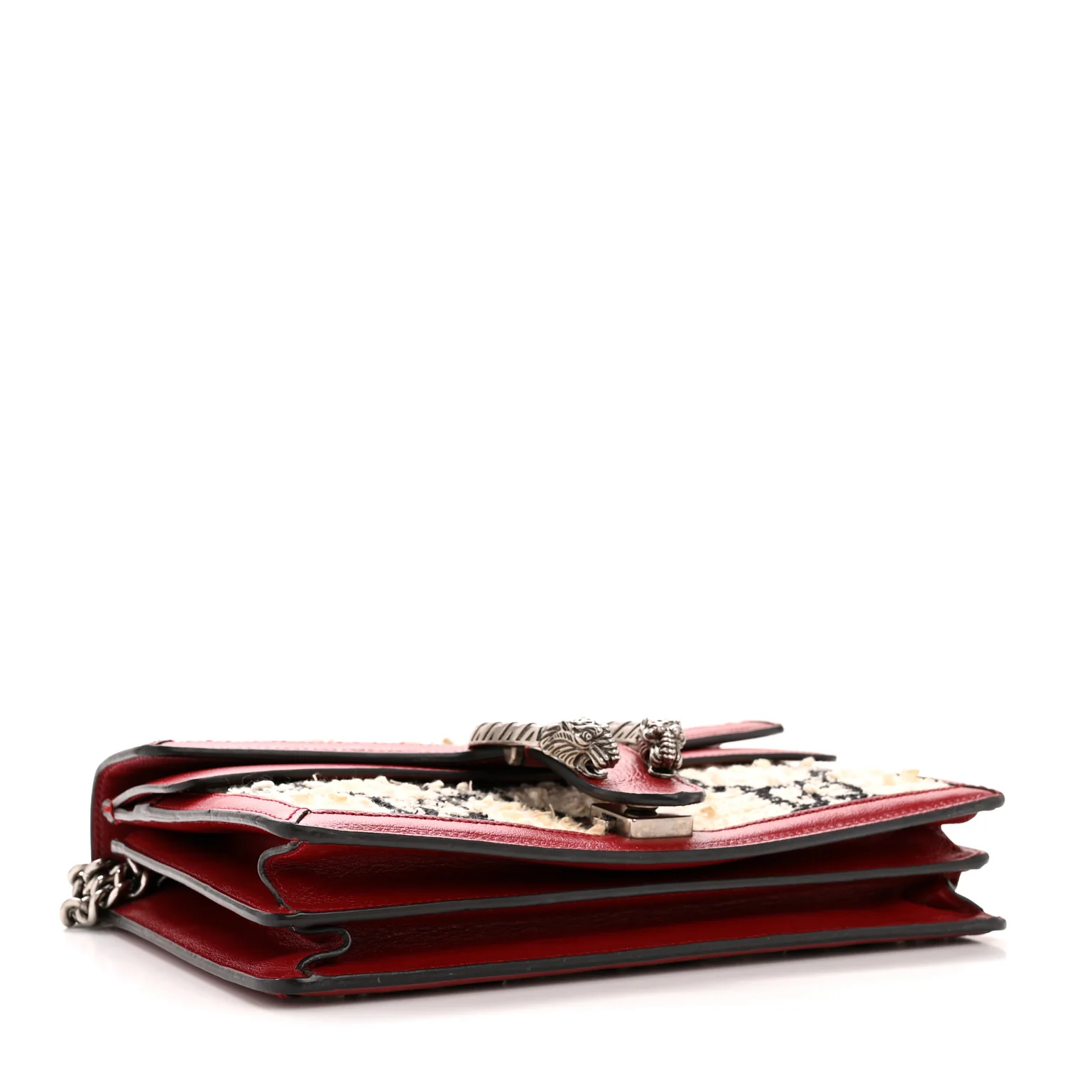 Tweed GG Monogram Small Dionysus Shoulder Bag White Black Romantic Cherry - Image 4