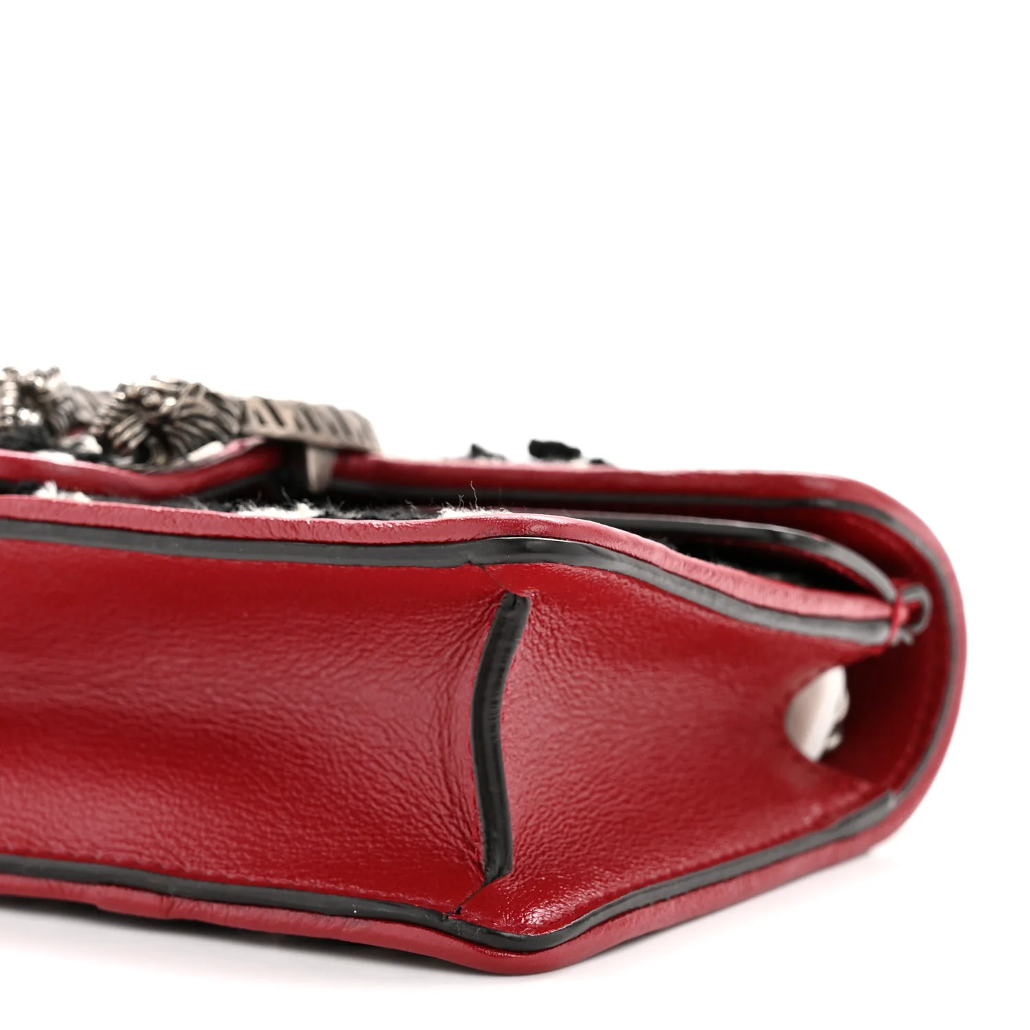 Tweed GG Monogram Super Mini Dionysus Shoulder Bag Black White Romantic Cherry - Image 9