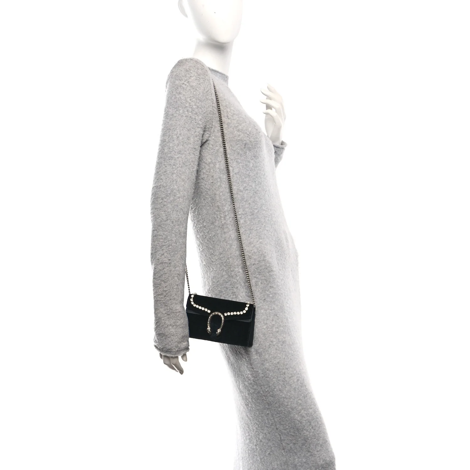Velvet Crystal Super Mini Dionysus Shoulder Bag Black - Image 2