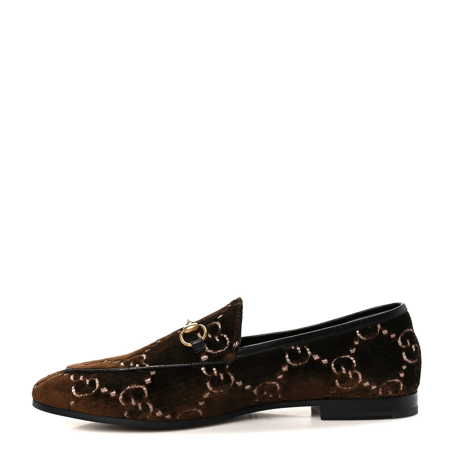 Velvet GG Monogram Horsebit Womens Jordaan Loafers 40 Brown Black