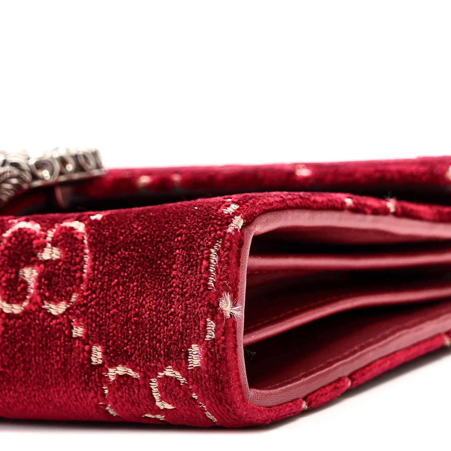 Velvet GG Monogram Mini Dionysus Chain Wallet Red Cipria - Image 10