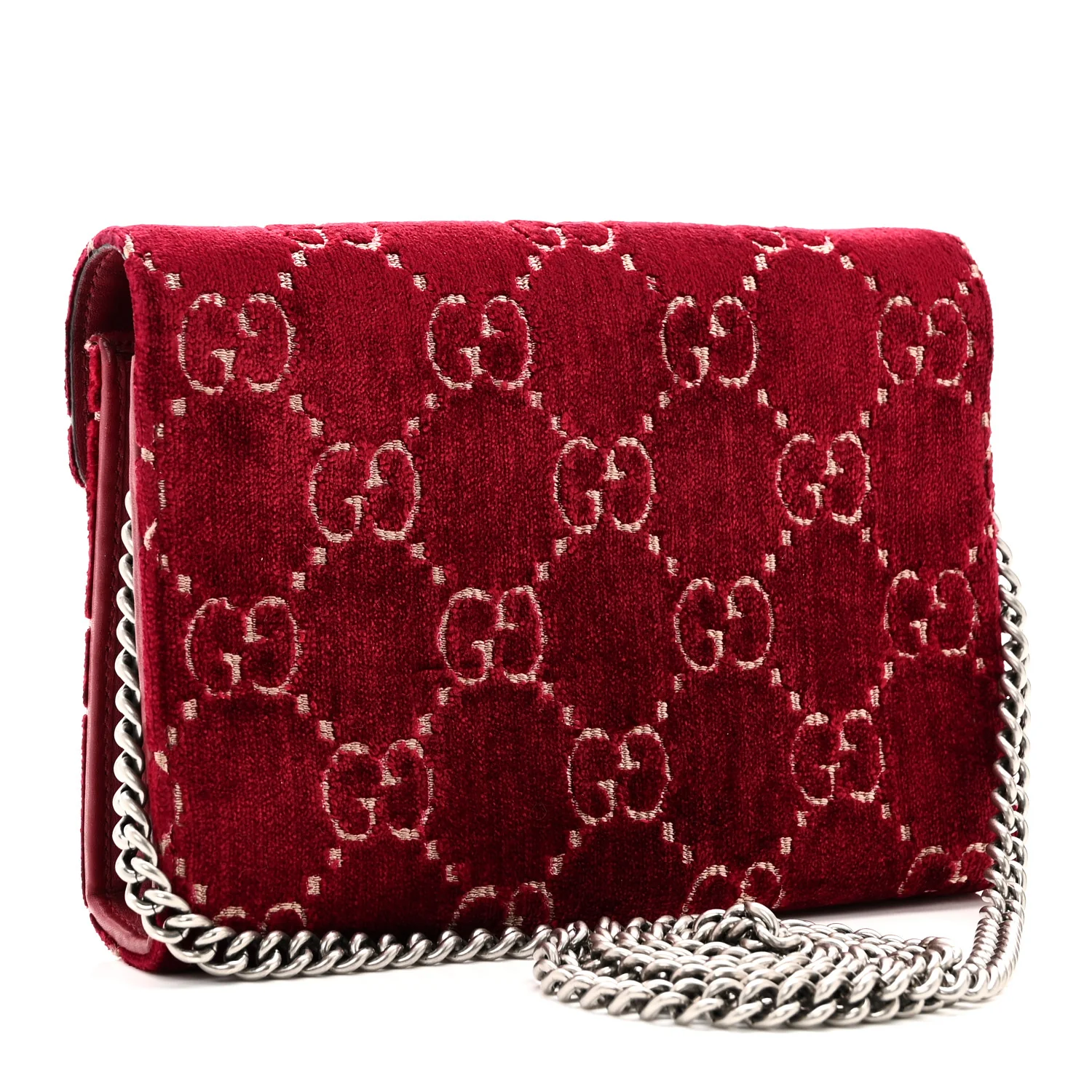 Velvet GG Monogram Mini Dionysus Chain Wallet Red Cipria - Image 3