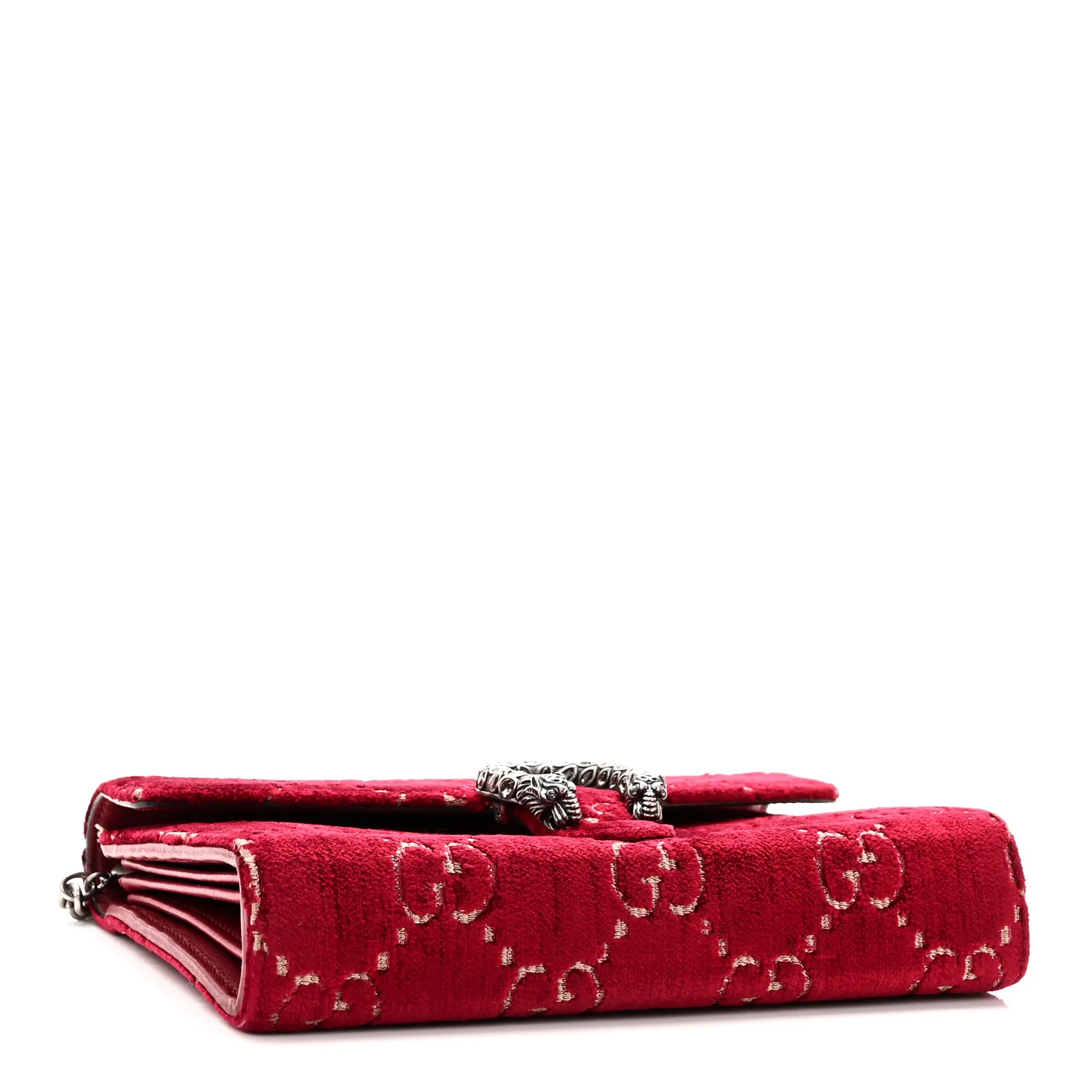 Velvet GG Monogram Mini Dionysus Chain Wallet Red Cipria - Image 4