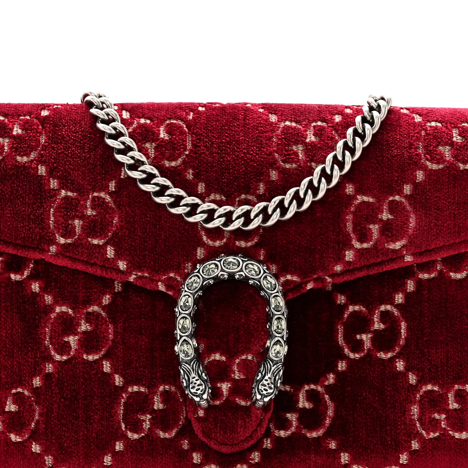 Velvet GG Monogram Mini Dionysus Chain Wallet Red Cipria - Image 8