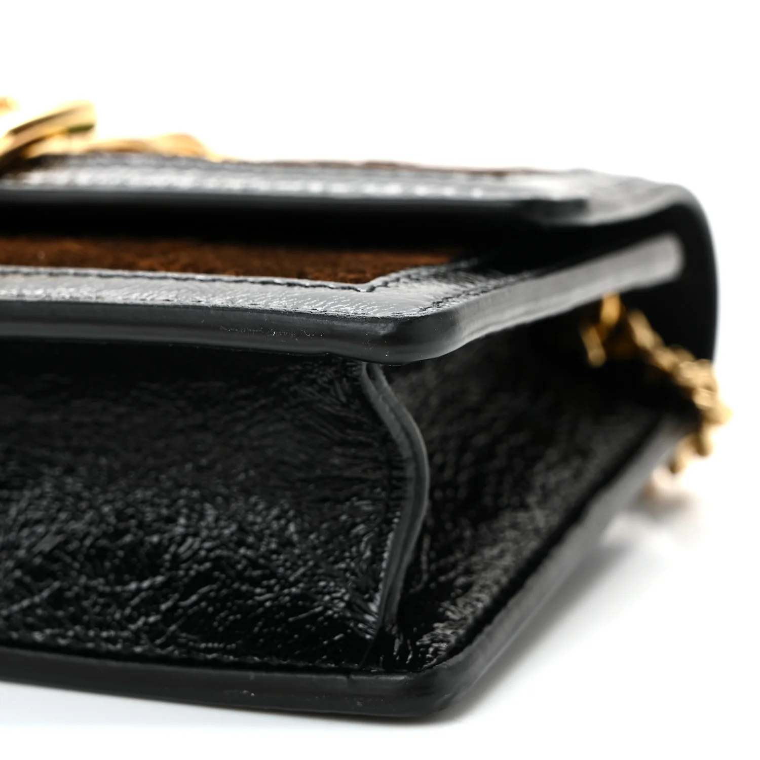 Velvet GG Monogram Web Super Mini Sylvie Chain Shoulder Bag Brown Black Oro Vecchio - Image 10