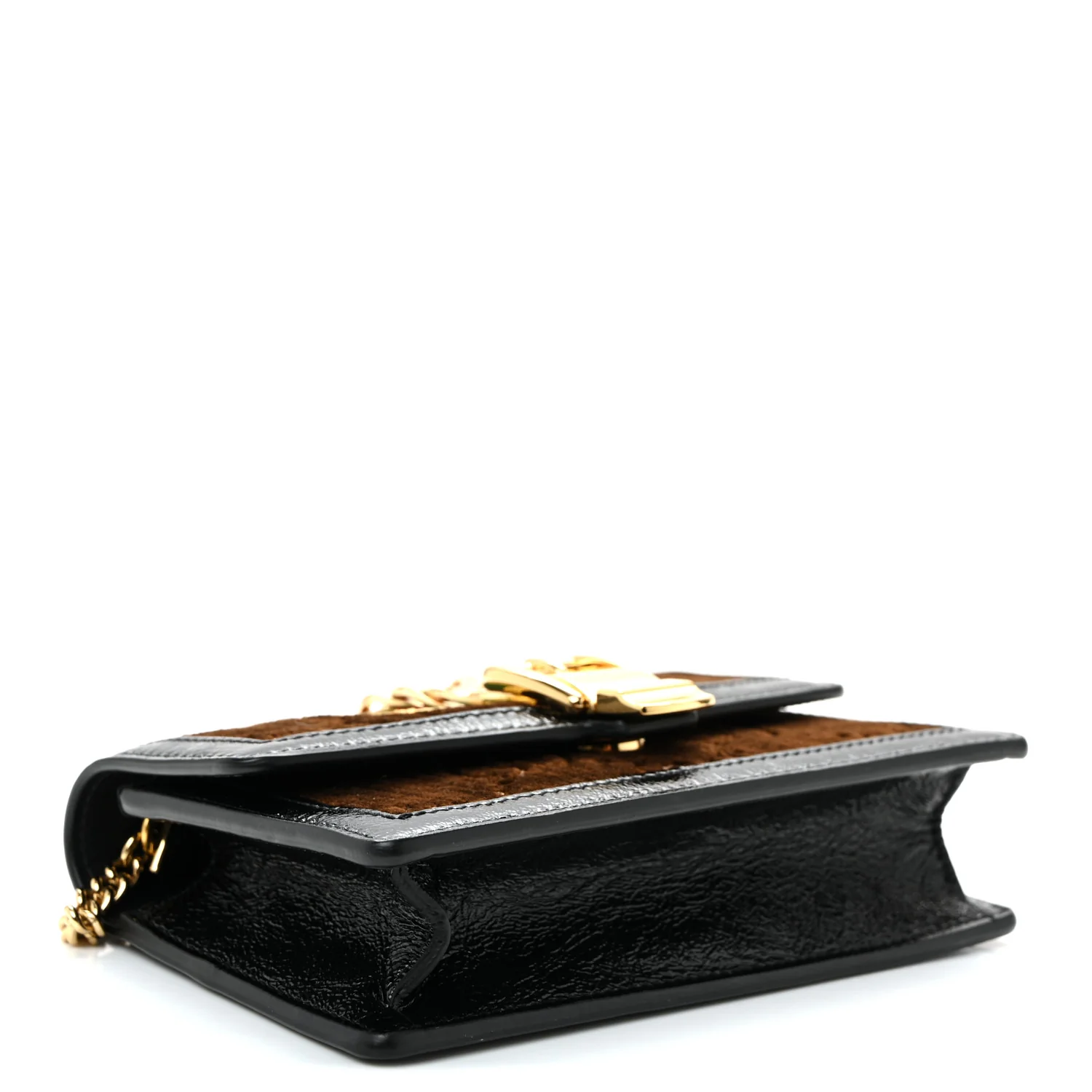 Velvet GG Monogram Web Super Mini Sylvie Chain Shoulder Bag Brown Black Oro Vecchio - Image 4