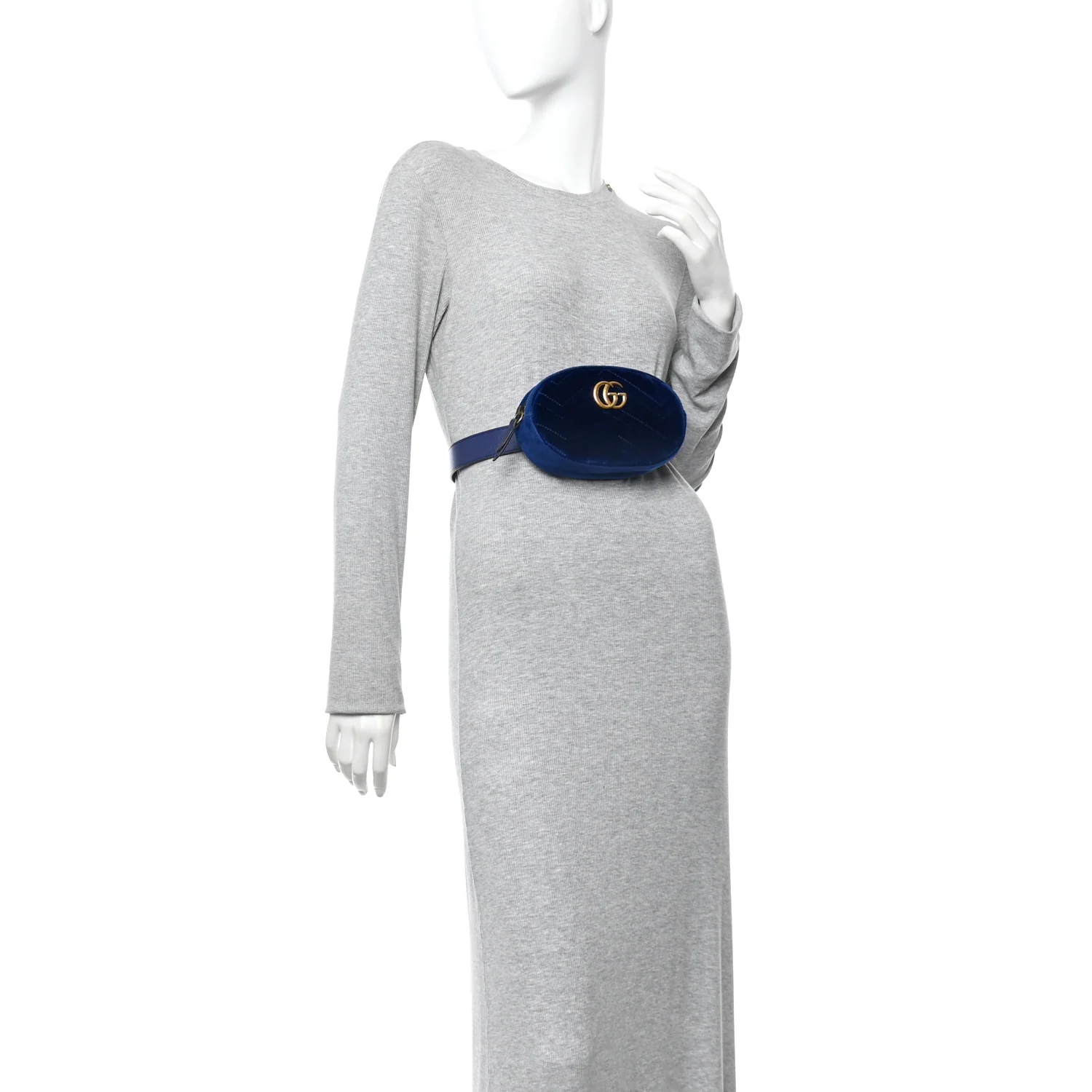 Velvet Matelasse GG Marmont Belt Bag 85 34 Cobalt Blue - Image 2