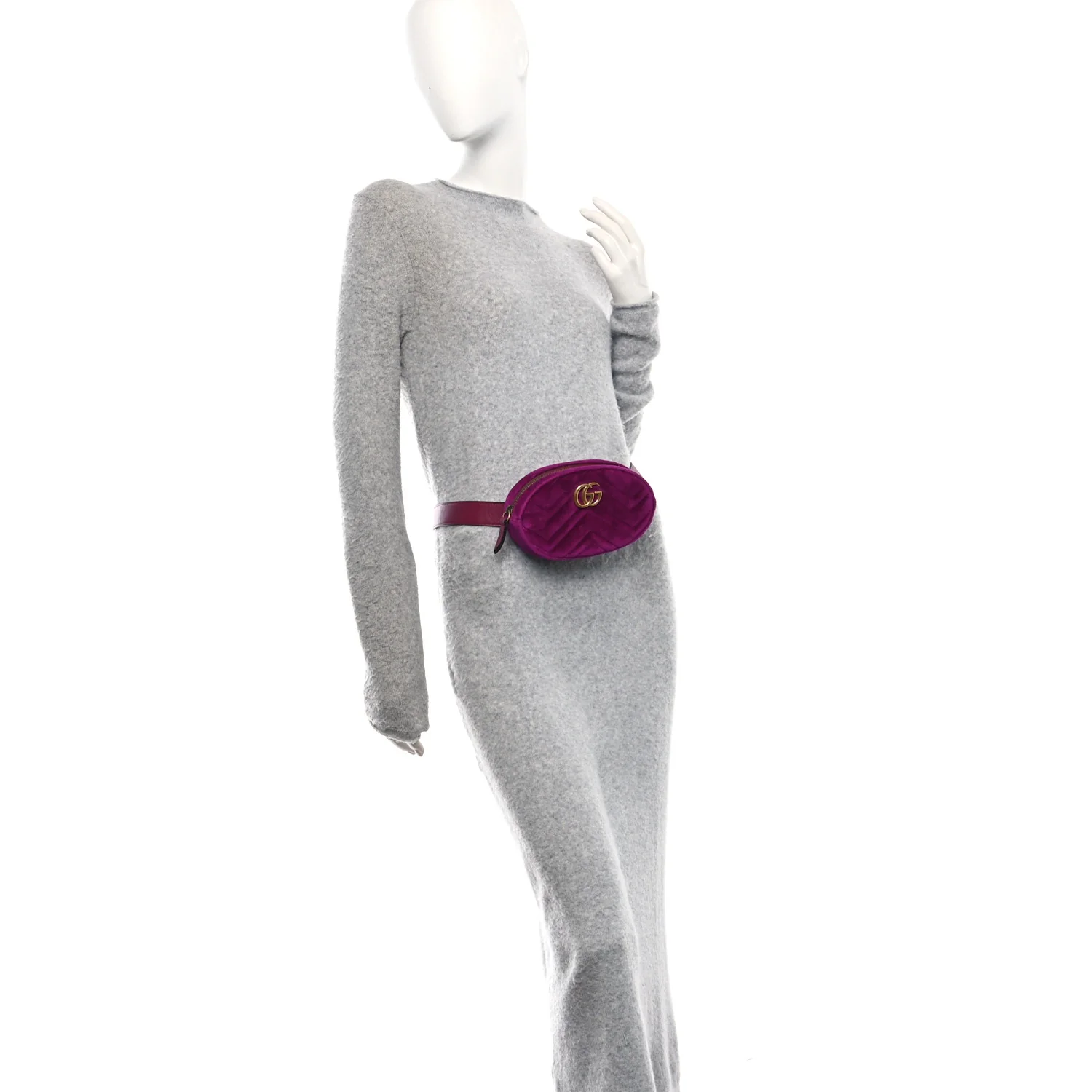 Velvet Matelasse GG Marmont Belt Bag 85 34 Fuchsia Violet Cyclamen - Image 3