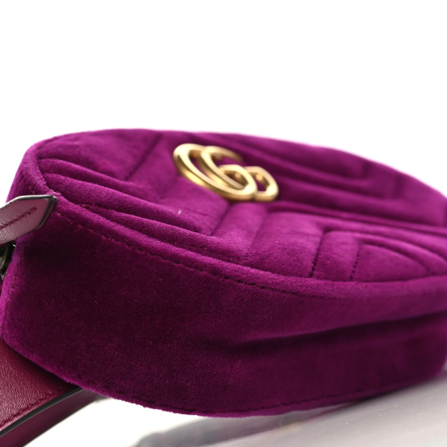 Velvet Matelasse GG Marmont Belt Bag 85 34 Fuchsia Violet Cyclamen - Image 9