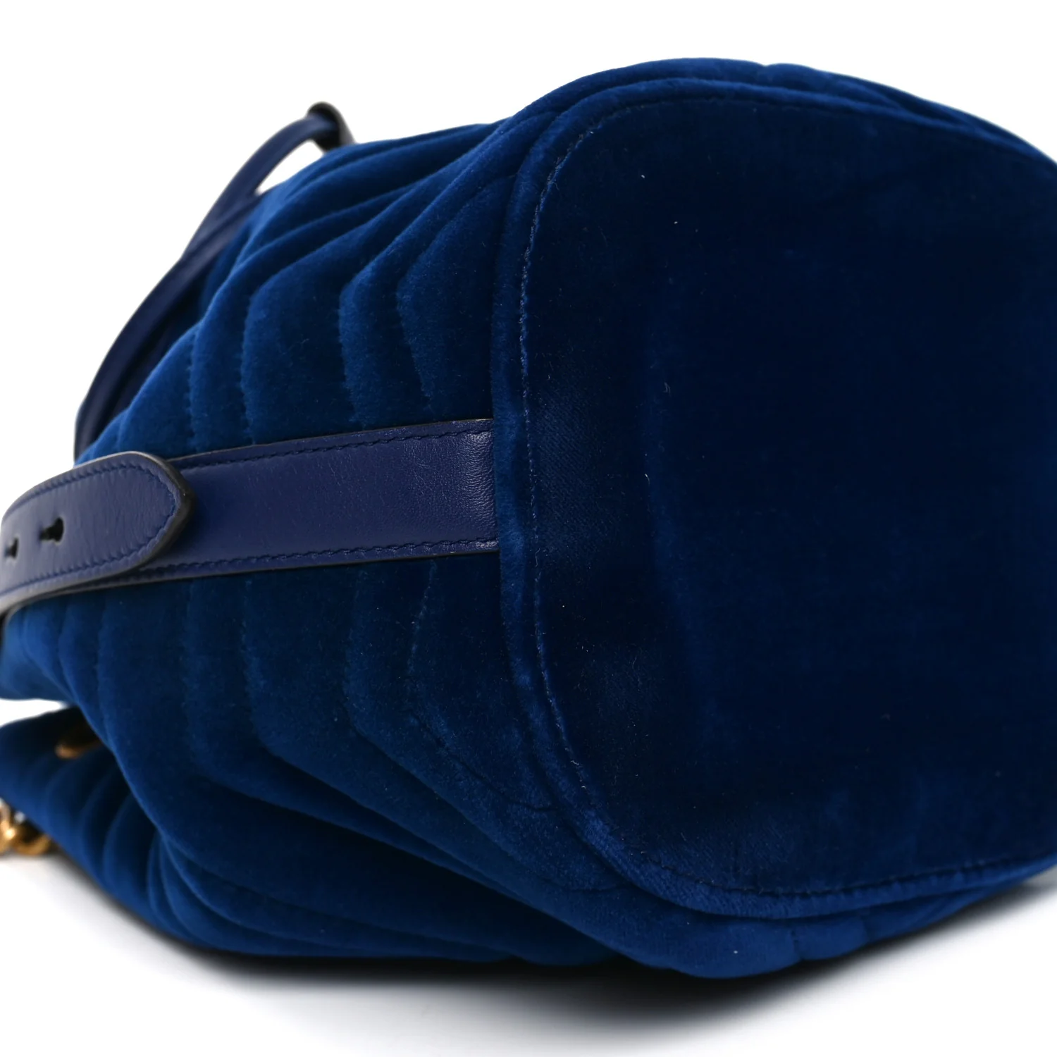 Velvet Matelasse GG Marmont Bucket Bag Cobalt Blue - Image 9