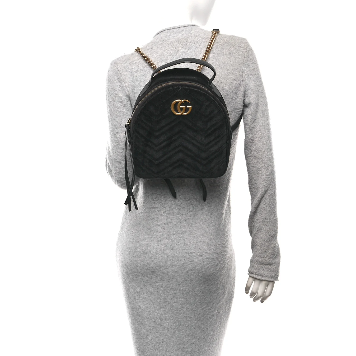 Velvet Matelasse GG Marmont Dome Backpack Black - Image 2